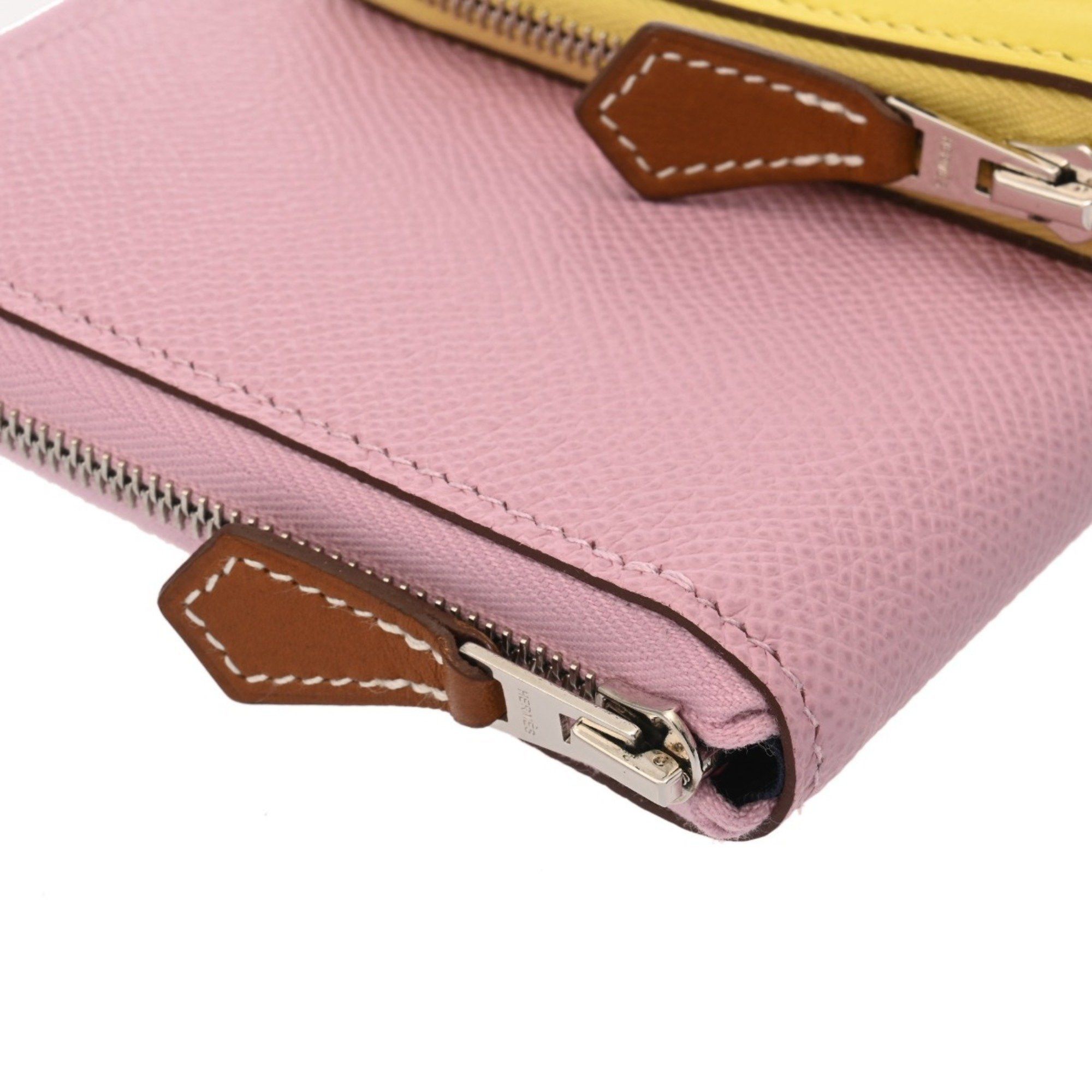 HERMES Nouveau To Go Lime Mauve Sylvestre B Stamp (circa 2023) Women's Swift Epson Long Wallet, Like New