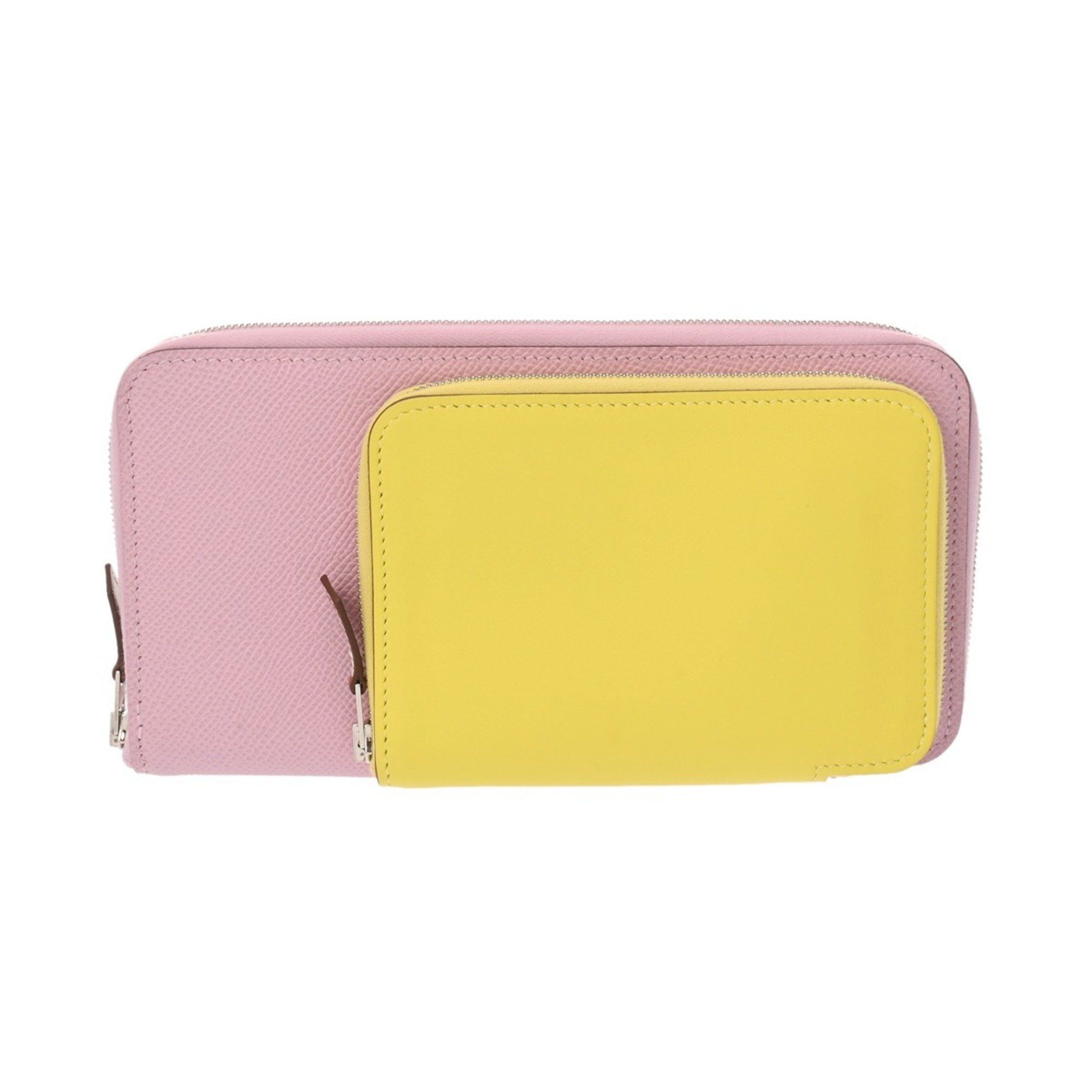 HERMES Nouveau To Go Lime Mauve Sylvestre B Stamp (circa 2023) Women's Swift Epson Long Wallet, Like New