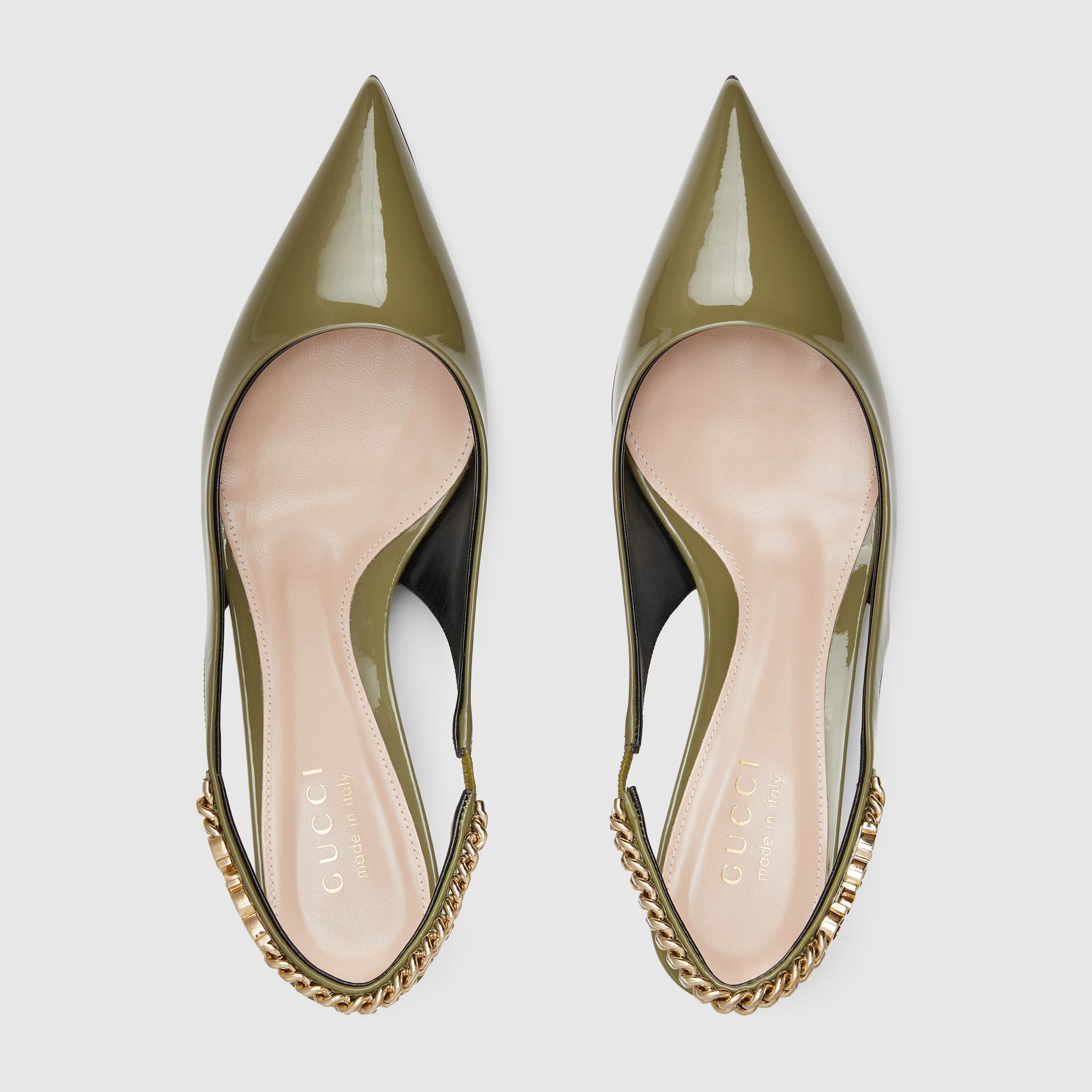 Gucci Gucci Signoria slingback pump patent leather 45mm in olive green Size US 8.5 / IT 38.5 - 4 Thumbnail