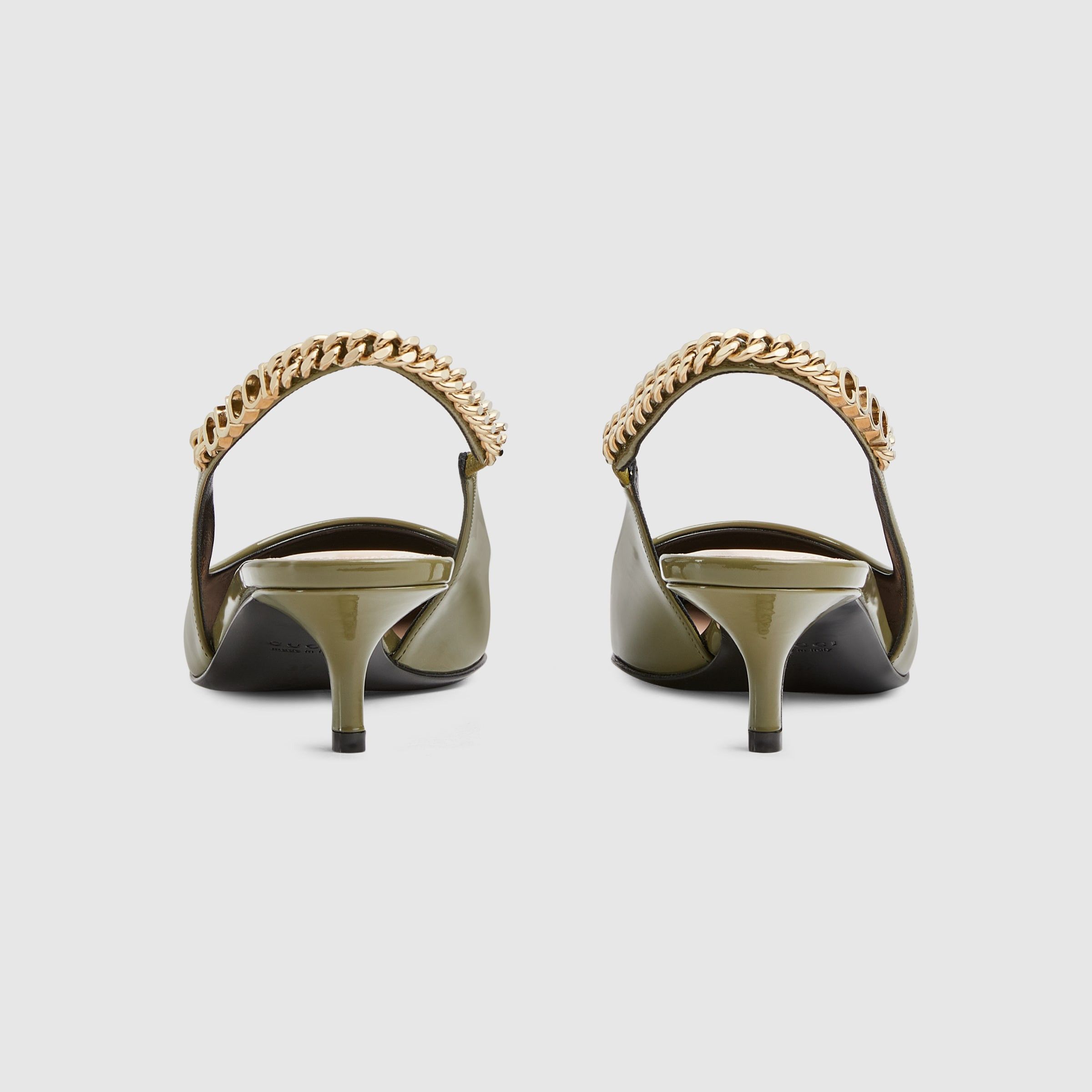 Gucci Gucci Signoria slingback pump patent leather 45mm in olive green Size US 8.5 / IT 38.5 - 3 Thumbnail