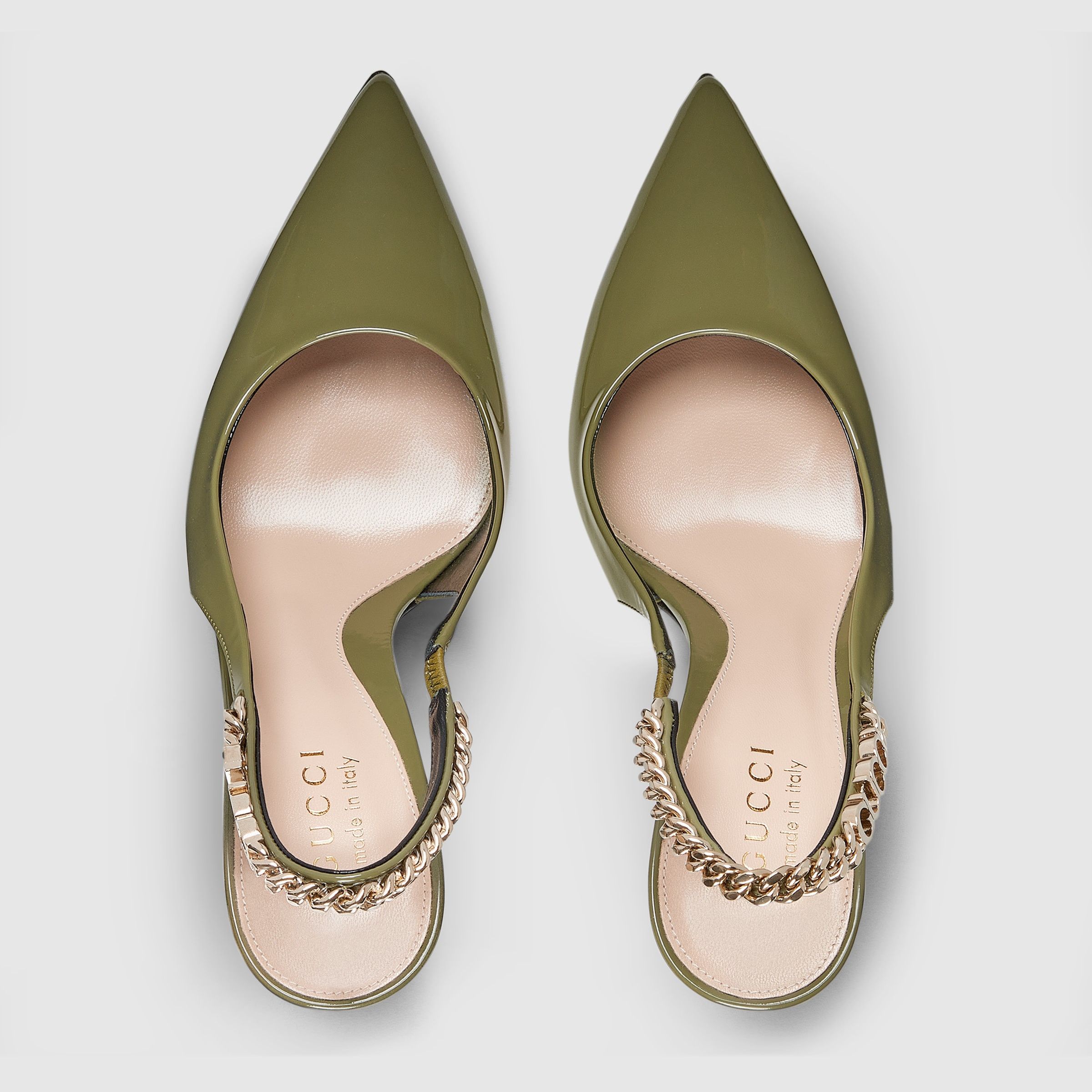 Gucci Gucci Signoria slingback pump patent leather 105mm in olive green Size US 12 / IT 42 - 4 Thumbnail