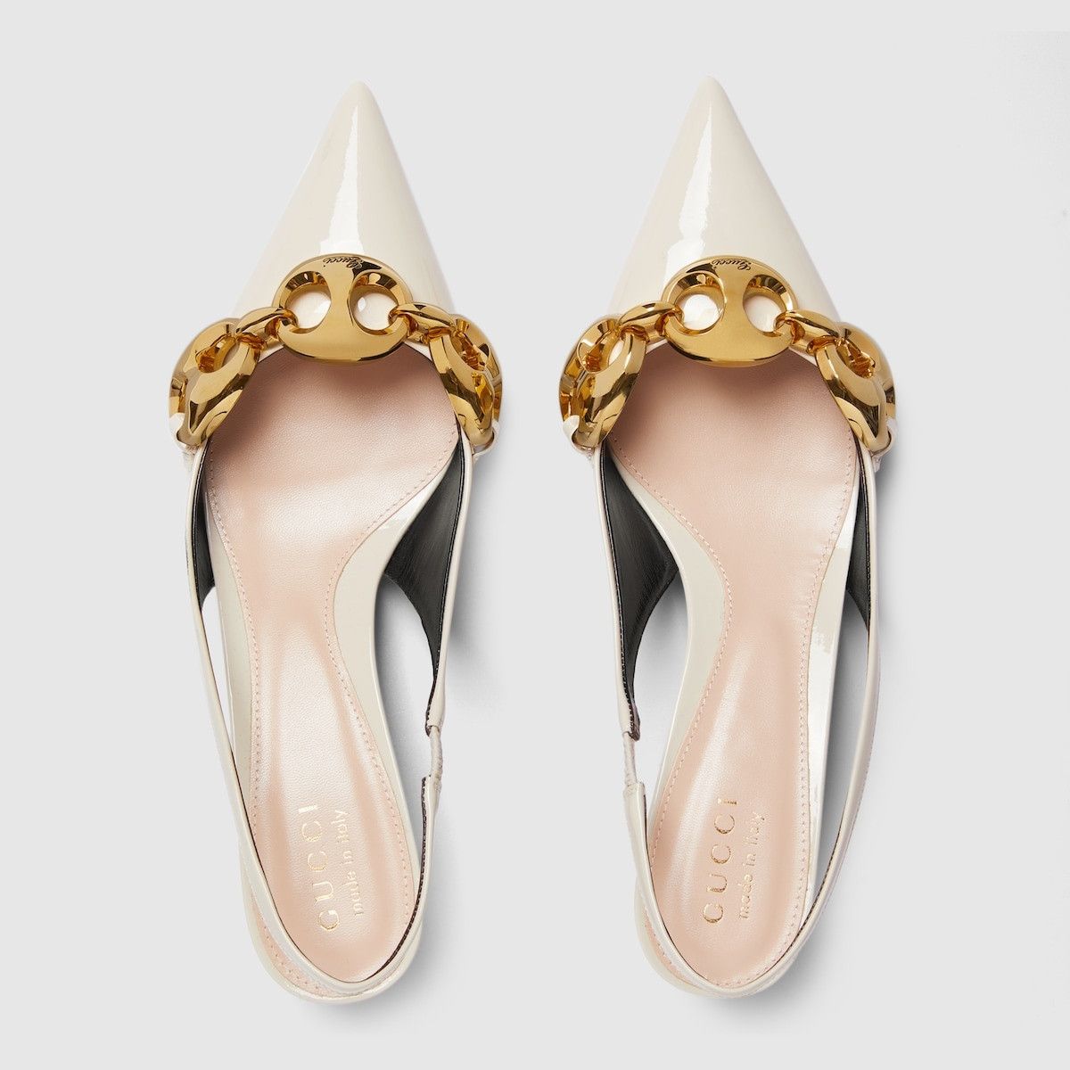Gucci slingback with gucci patent leather marina chain in ivory Size US 6 / IT 36 - 5 Thumbnail