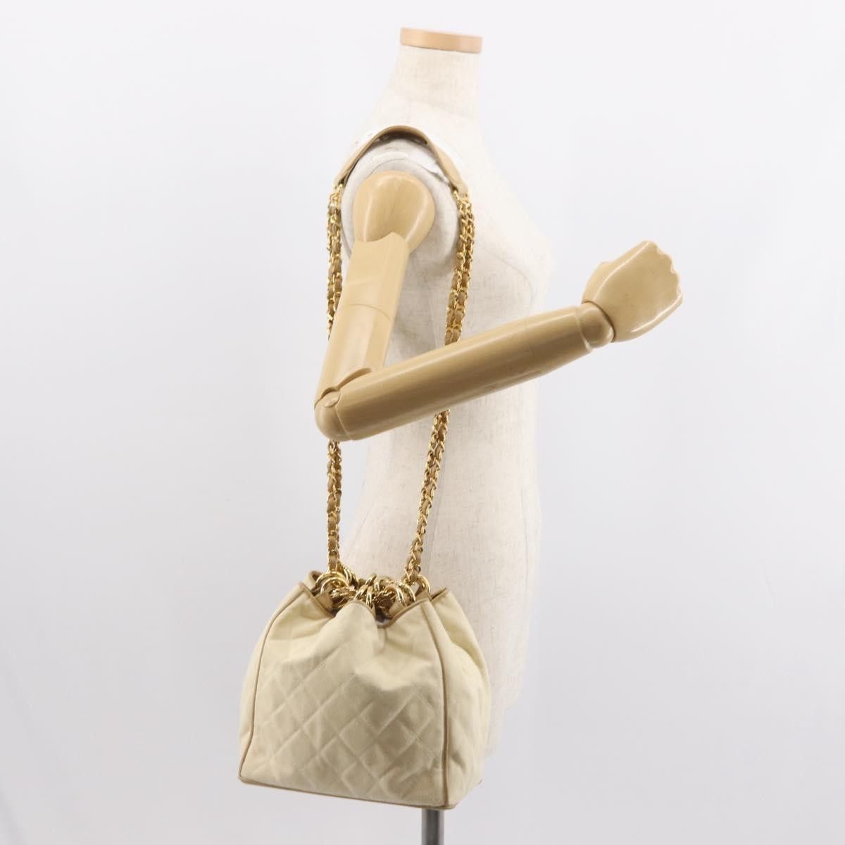 Chanel Chanel Vintage Drawstring Chain Bucket Bag Quilted Canvas Size ONE SIZE - 13 Thumbnail