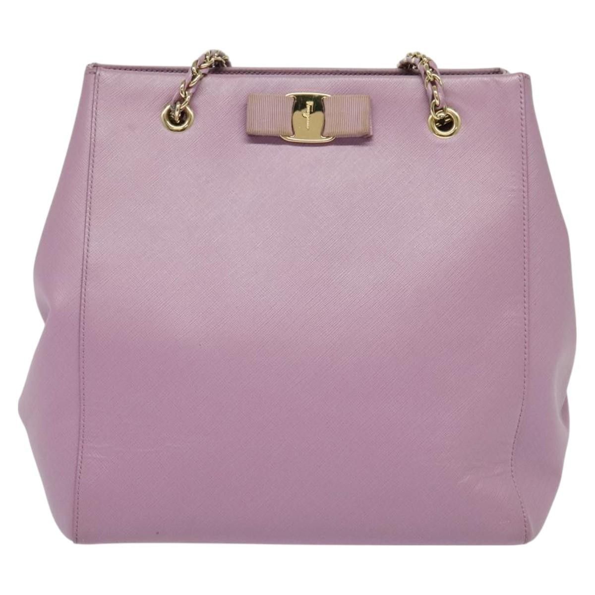 Salvatore Ferragamo Salvatore Ferragamo Vara Bow Chain Tote Leather Size ONE SIZE - 18 Thumbnail