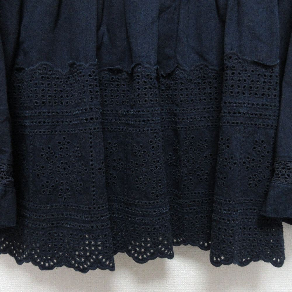 Other Other 45R Indigo Aw Satin Cutwork Blouse Cotton Tops 71230274 DUTY FREE for USA Size ONE SIZE - 5 Thumbnail