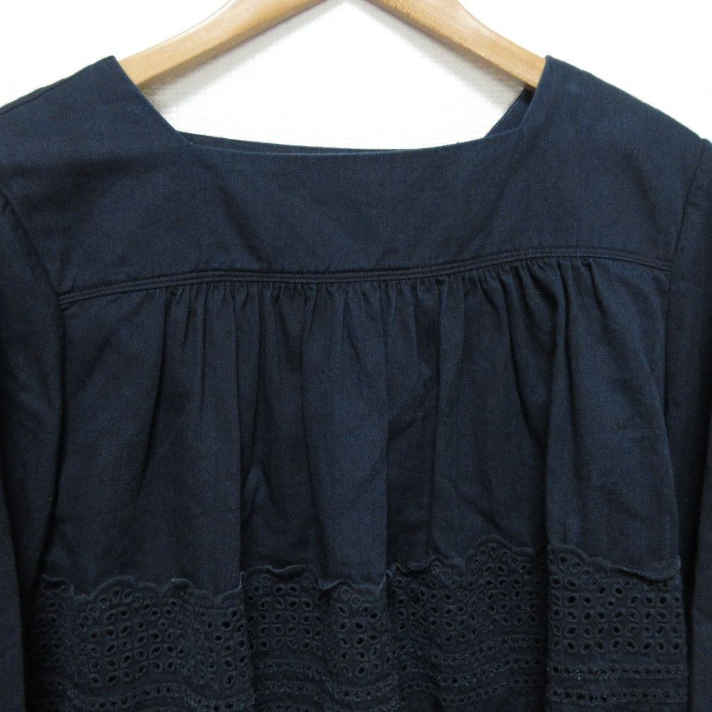 Other Other 45R Indigo Aw Satin Cutwork Blouse Cotton Tops 71230274 DUTY FREE for USA Size ONE SIZE - 3 Thumbnail