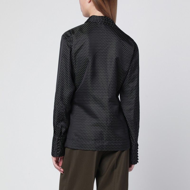 Dries Van Noten Dries Van Noten Black Wrap Shirt With Jacquard Texture Size M / US 6-8 / IT 42-44 - 2 Thumbnail