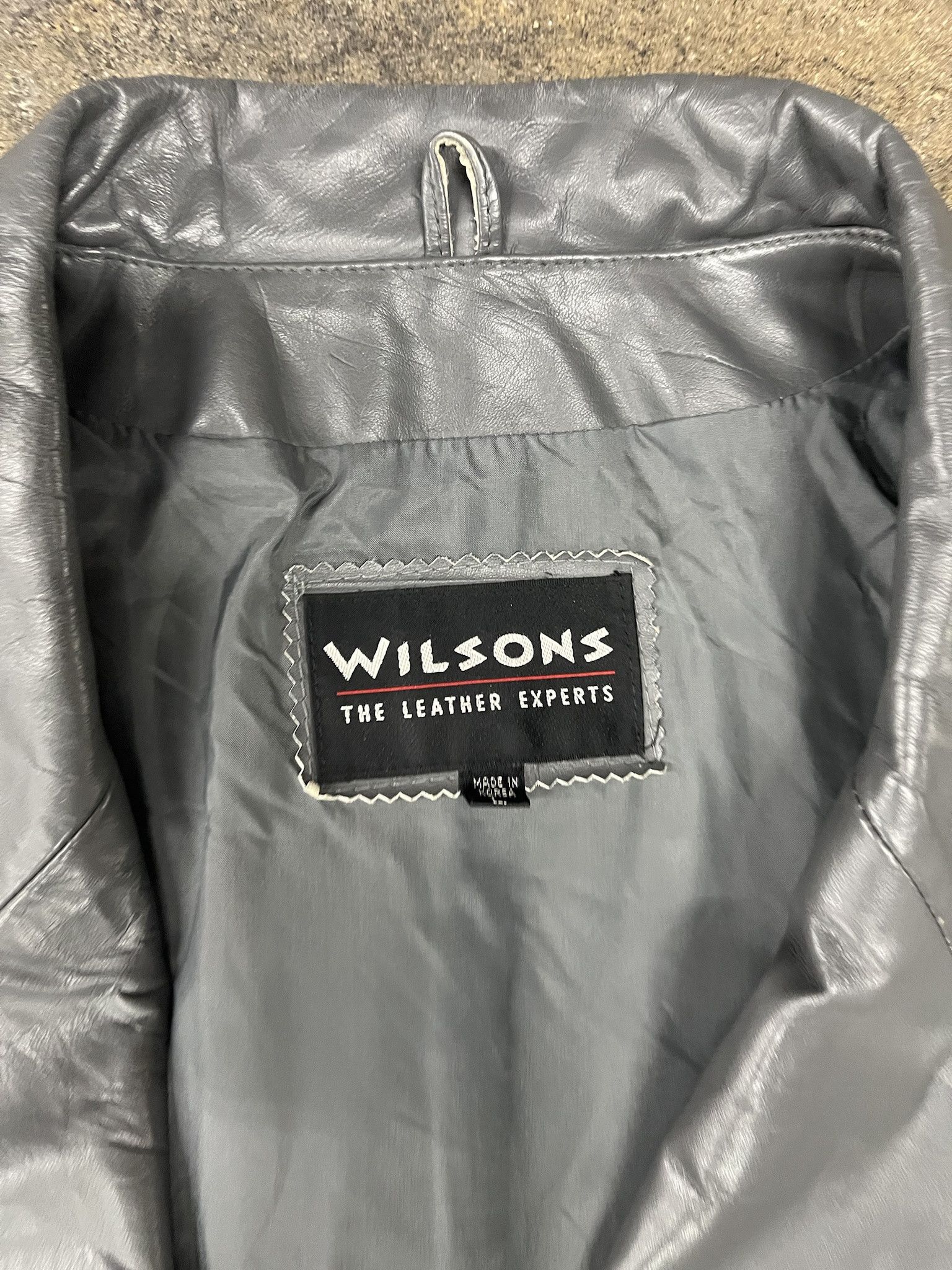 Leather × Wilsons Leather Vintage 90s Wilson Leather Jacket Gray Leather Coat Size L Size US L / EU 52-54 / 3 - 2 Thumbnail