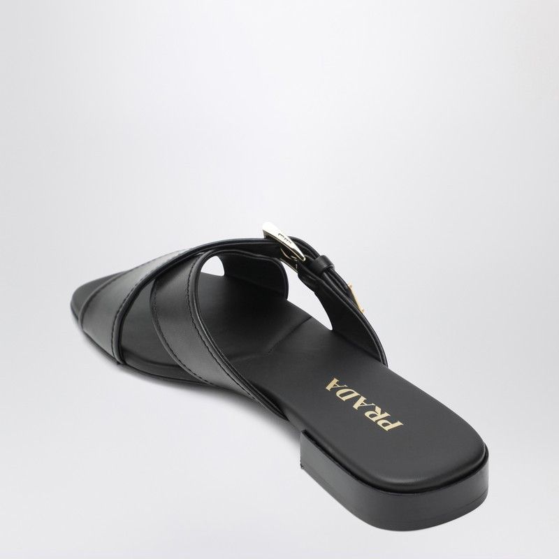 Prada Prada Black Leather Slider Sandals With Buckle Size US 7.5 / IT 37.5 - 2 Thumbnail
