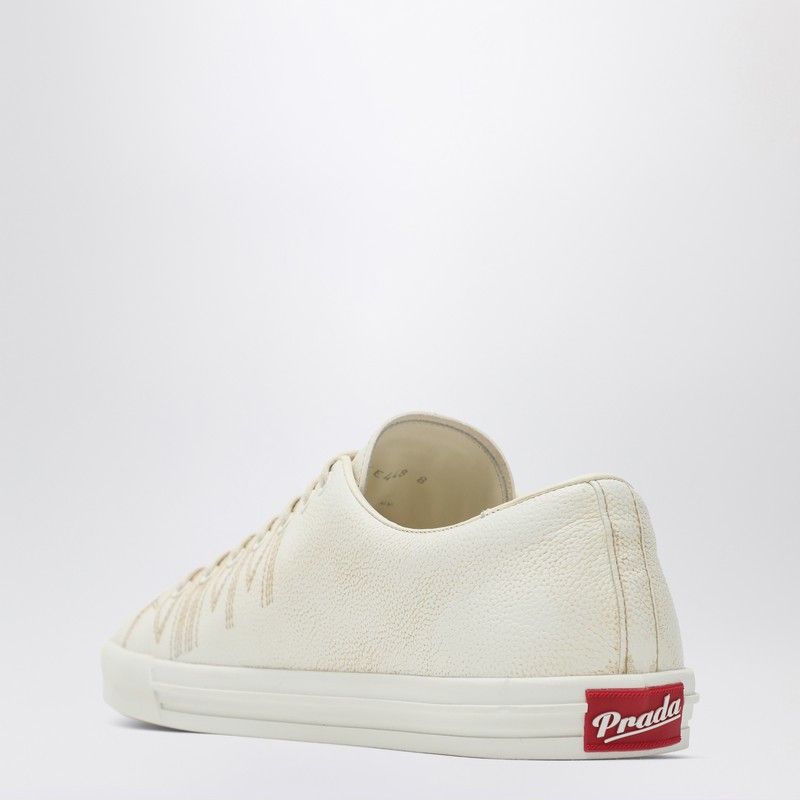 Prada Prada Talc-Coloured Leather Sneakers Size US 10.5 / EU 43-44 - 2 Thumbnail