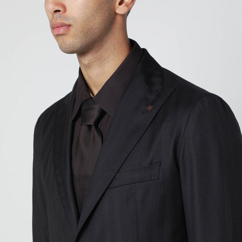 Tagliatore Tagliatore Brown Striped Single-Breasted Wool Suit Size US XL / EU 56 / 4 - 2 Thumbnail