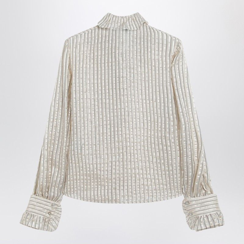 Valentino Valentino Light Beige Silk-Blend Shirt With Ruffles Size M / US 6-8 / IT 42-44 - 2 Thumbnail