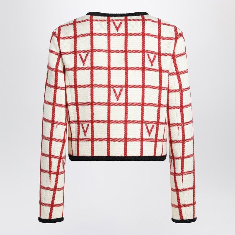 Valentino Valentino Ivory Jacket With Check Vlogo Pattern Size M / US 6-8 / IT 42-44 - 2 Thumbnail