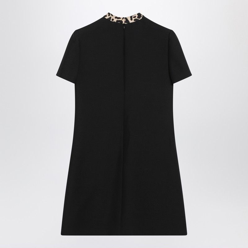 Valentino Valentino Black Crepe Couture Dress With Animal-Print Bow Size M / US 6-8 / IT 42-44 - 2 Thumbnail