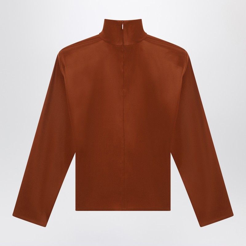 Saint Laurent Paris Saint Laurent Caramel Silk-Blend Blouse Size M / US 6-8 / IT 42-44 - 2 Thumbnail