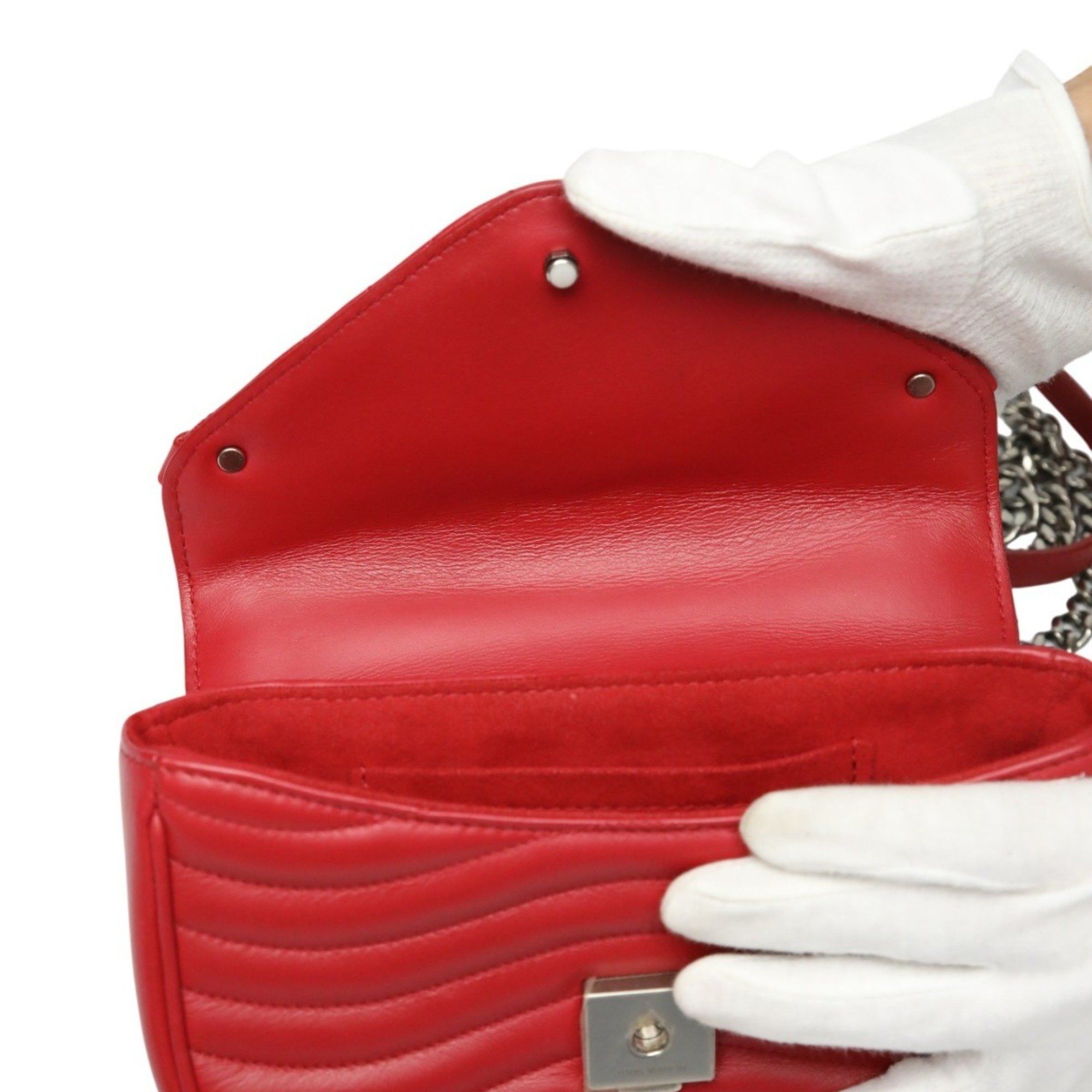 Louis Vuitton Louis Vuitton New Wave Leather Chain Tote Shoulder Bag M51930 Red Size ONE SIZE - 18 Thumbnail