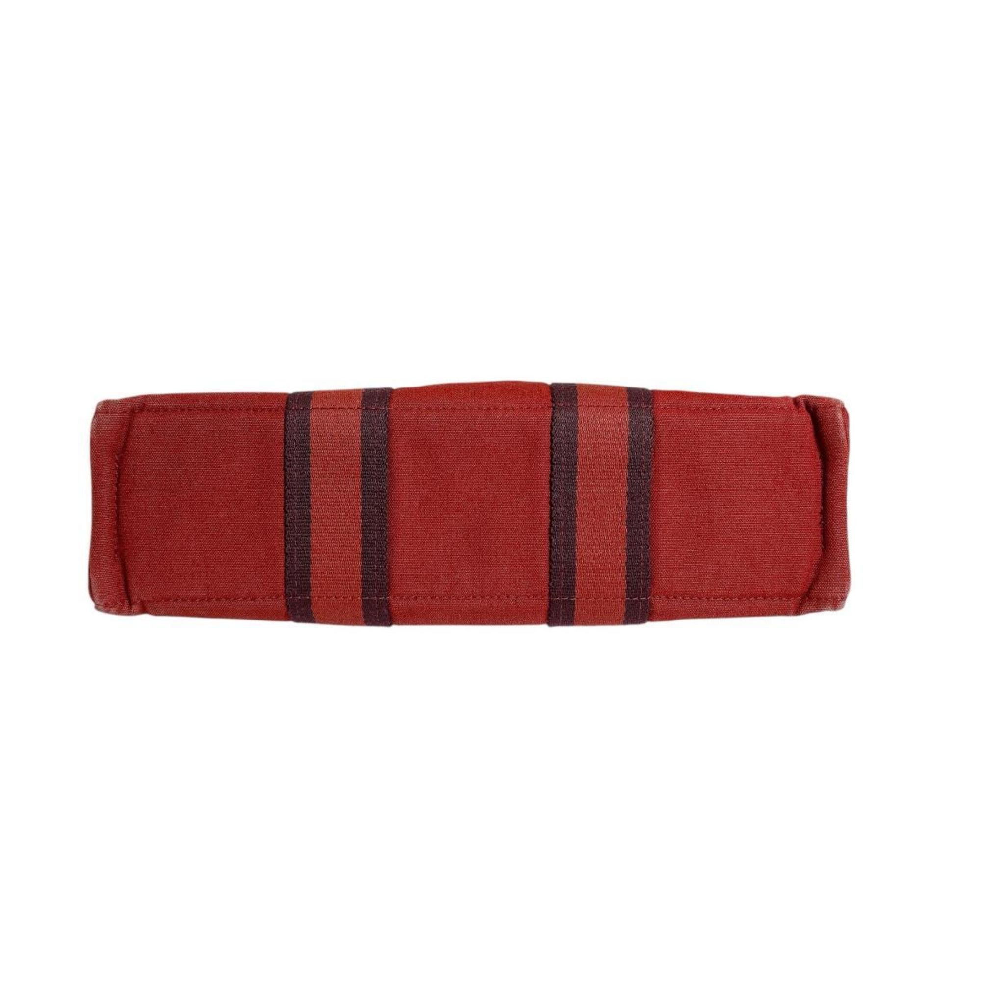 Hermes Hermes Hermès Foul Tote PM Canvas Handbag in Red Size ONE SIZE - 4 Thumbnail