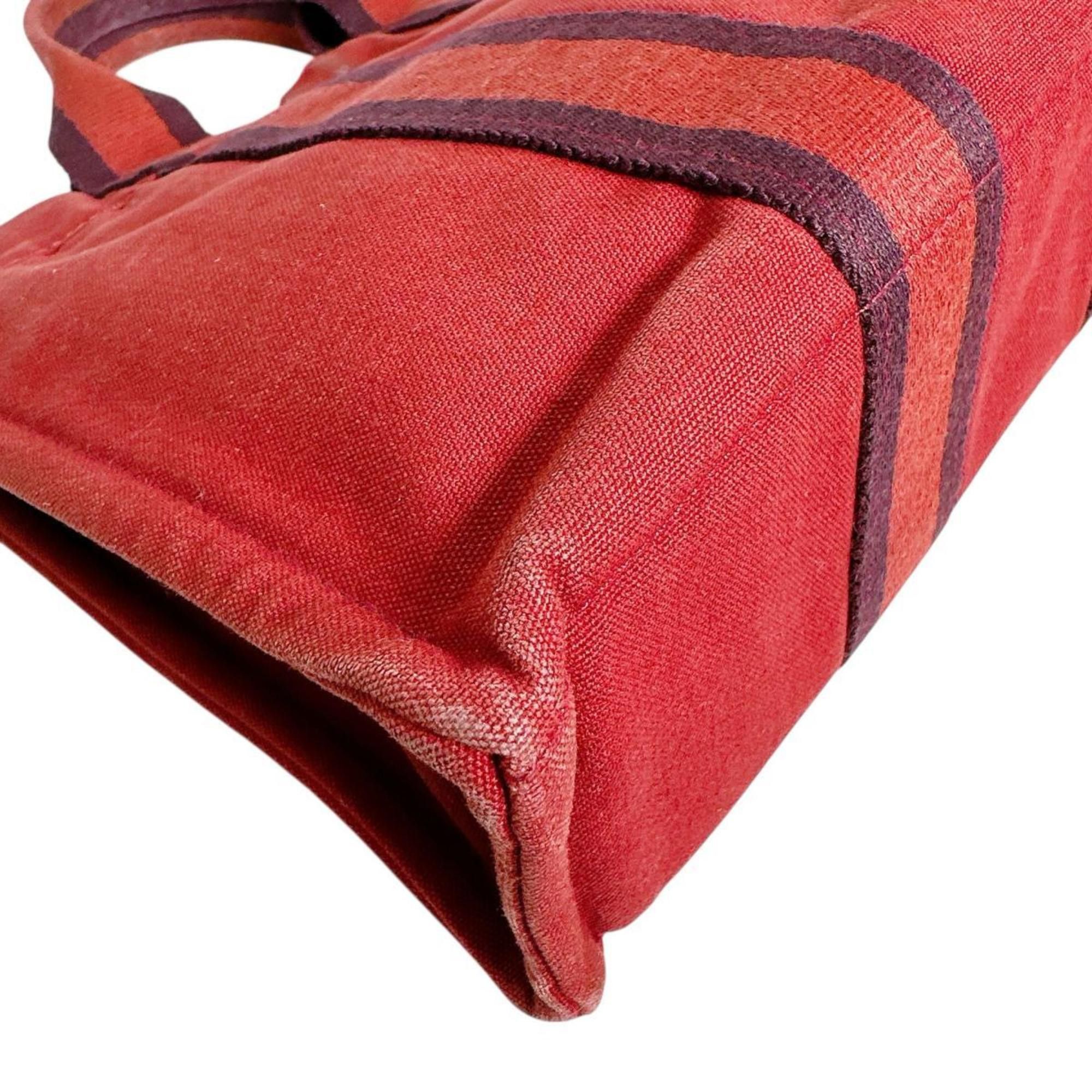 Hermes Hermes Hermès Foul Tote PM Canvas Handbag in Red Size ONE SIZE - 8 Thumbnail