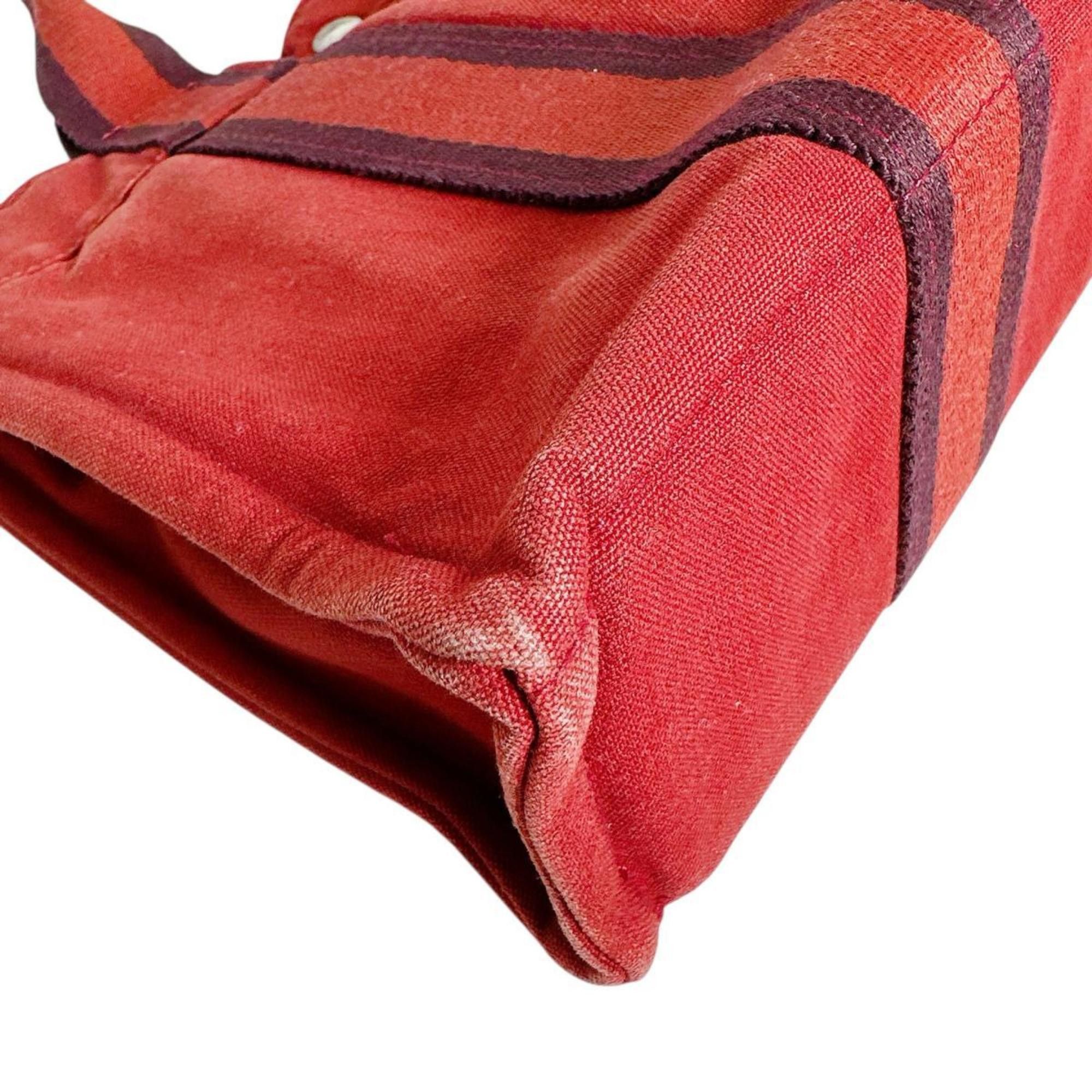 Hermes Hermes Hermès Foul Tote PM Canvas Handbag in Red Size ONE SIZE - 6 Thumbnail