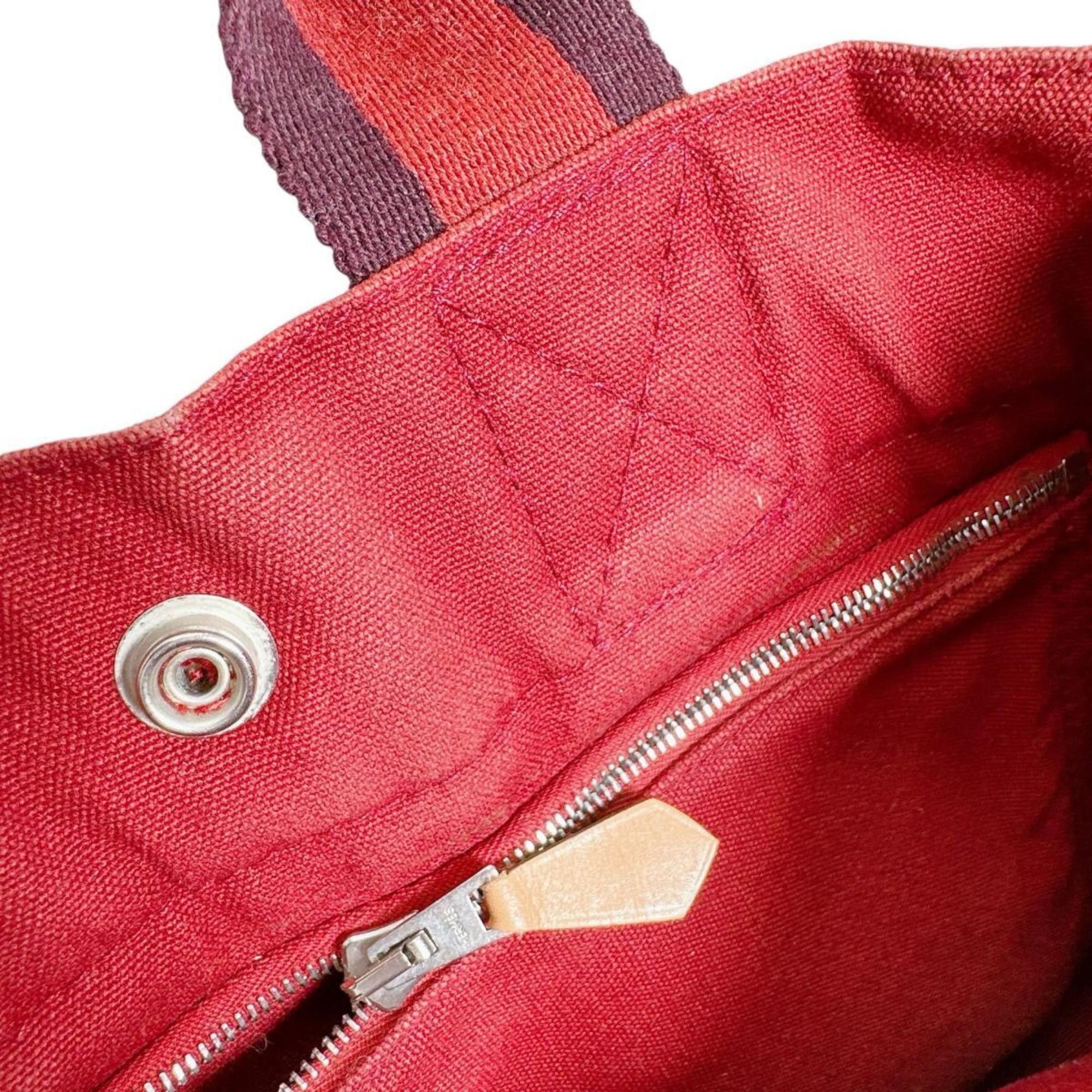 Hermes Hermes Hermès Foul Tote PM Canvas Handbag in Red Size ONE SIZE - 11 Thumbnail