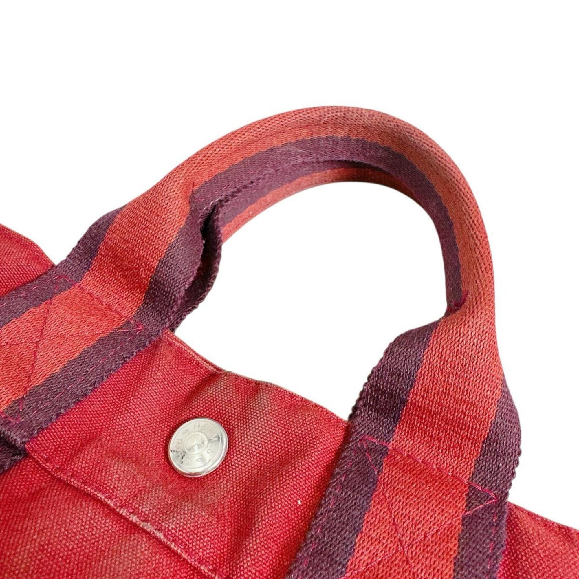Hermes Hermes Hermès Foul Tote PM Canvas Handbag in Red Size ONE SIZE - 9 Thumbnail