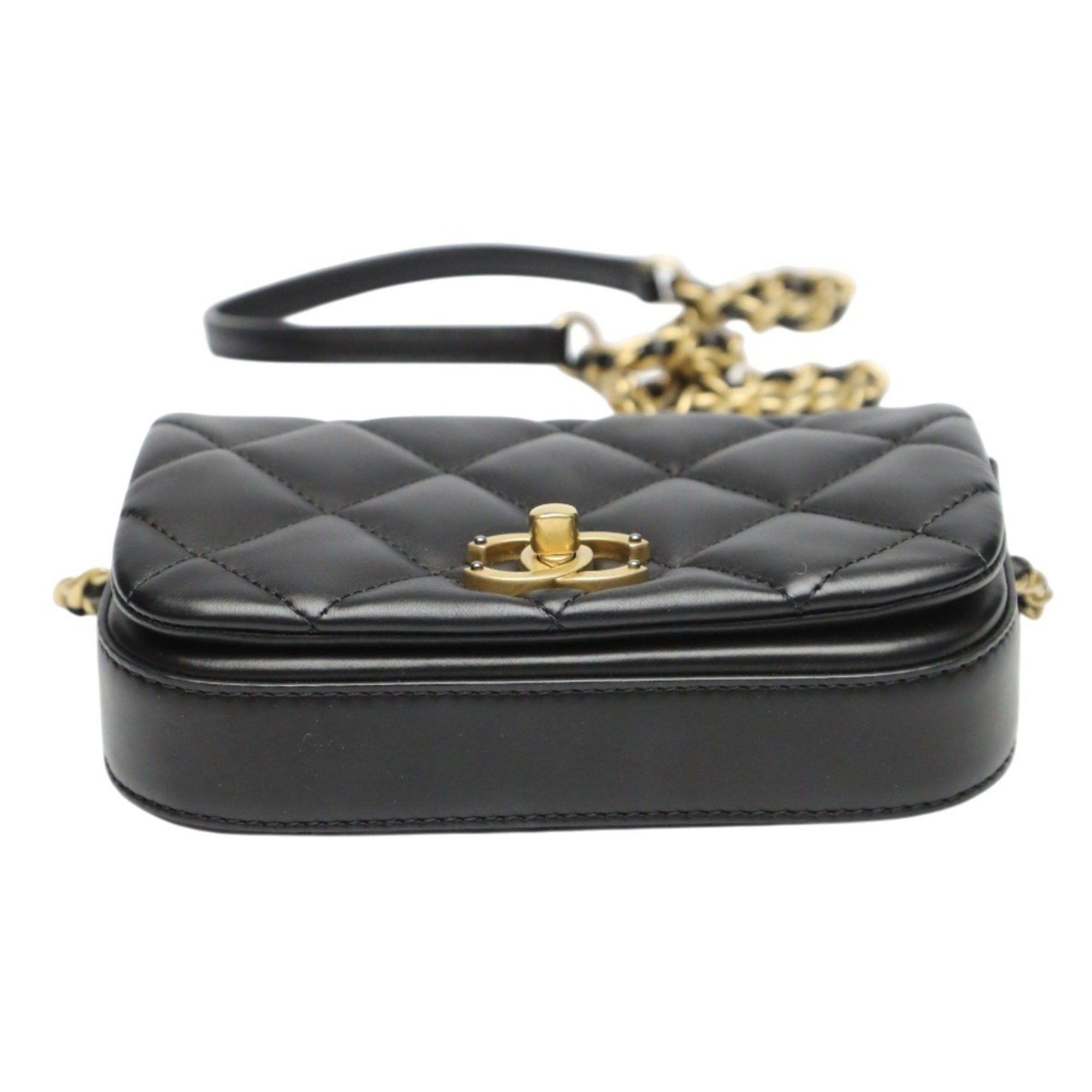Chanel CHANEL Shoulder Bag, Chain Lambskin Matelasse, AS2011, Black Size ONE SIZE - 4 Thumbnail