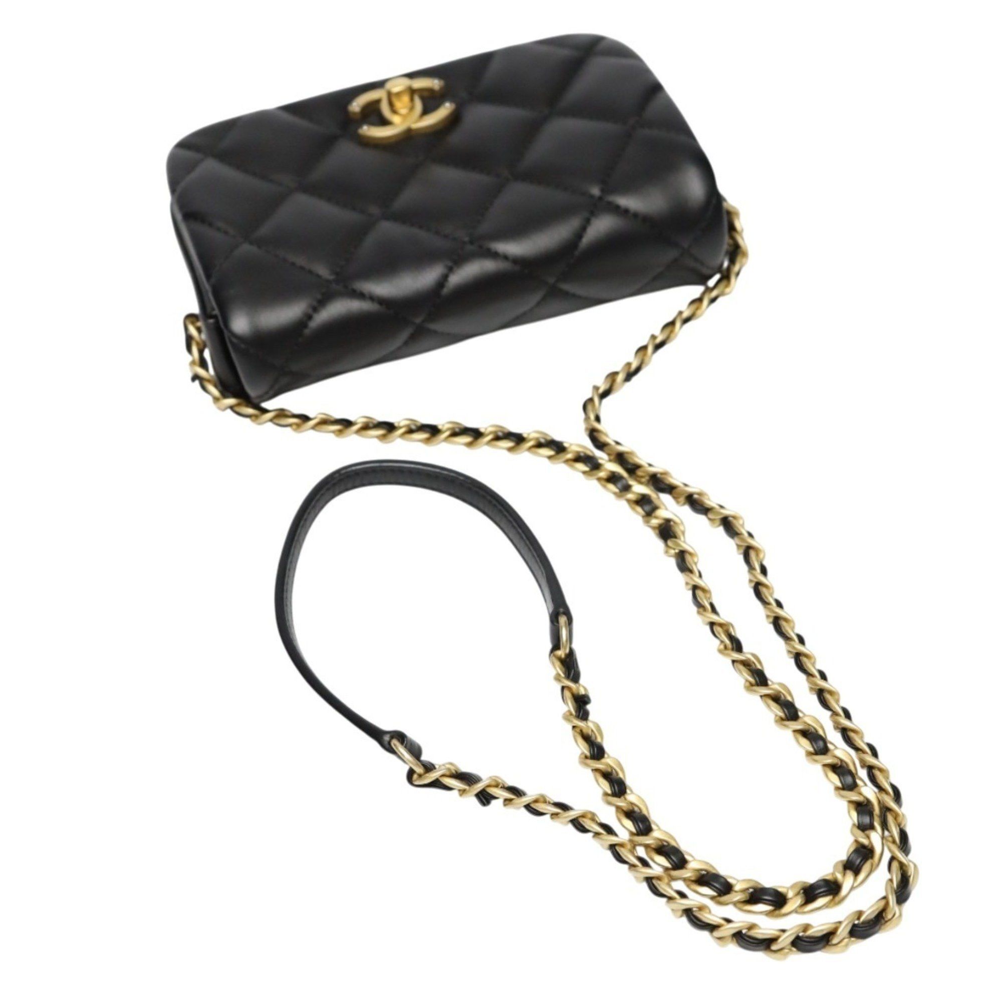 Chanel CHANEL Shoulder Bag, Chain Lambskin Matelasse, AS2011, Black Size ONE SIZE - 9 Thumbnail