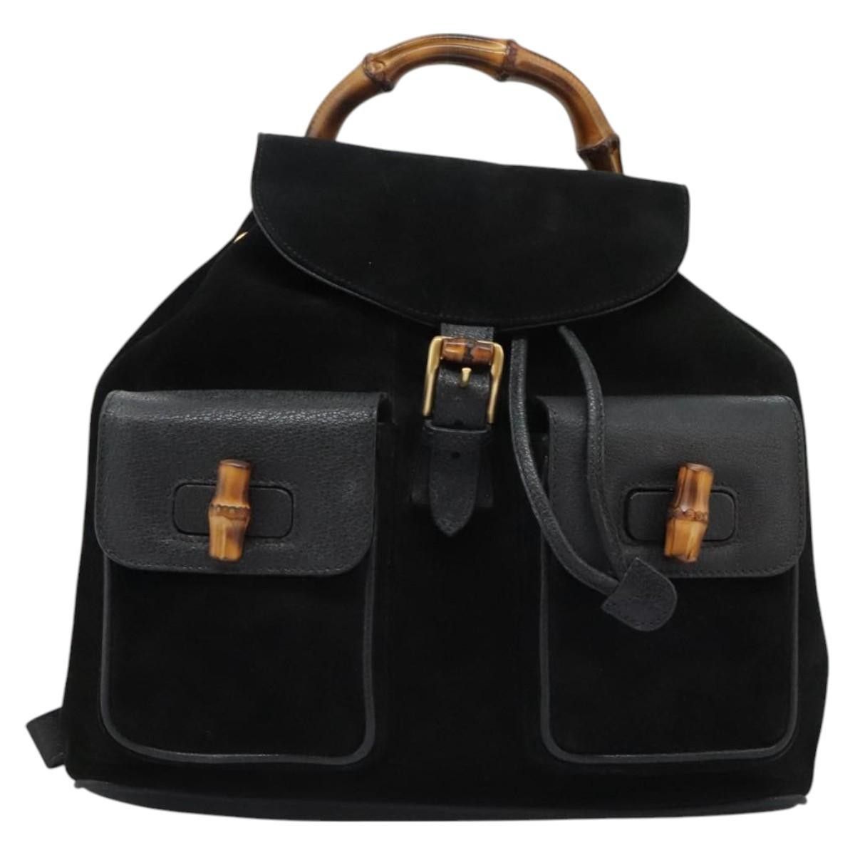Gucci Gucci Vintage Bamboo Backpack Suede Size ONE SIZE - 16 Thumbnail
