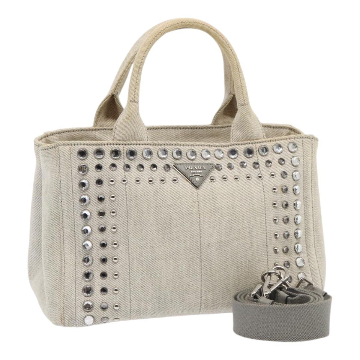 Prada Prada Canapa Tote Rhinestone Embellished Canvas Size ONE SIZE - 16 Thumbnail