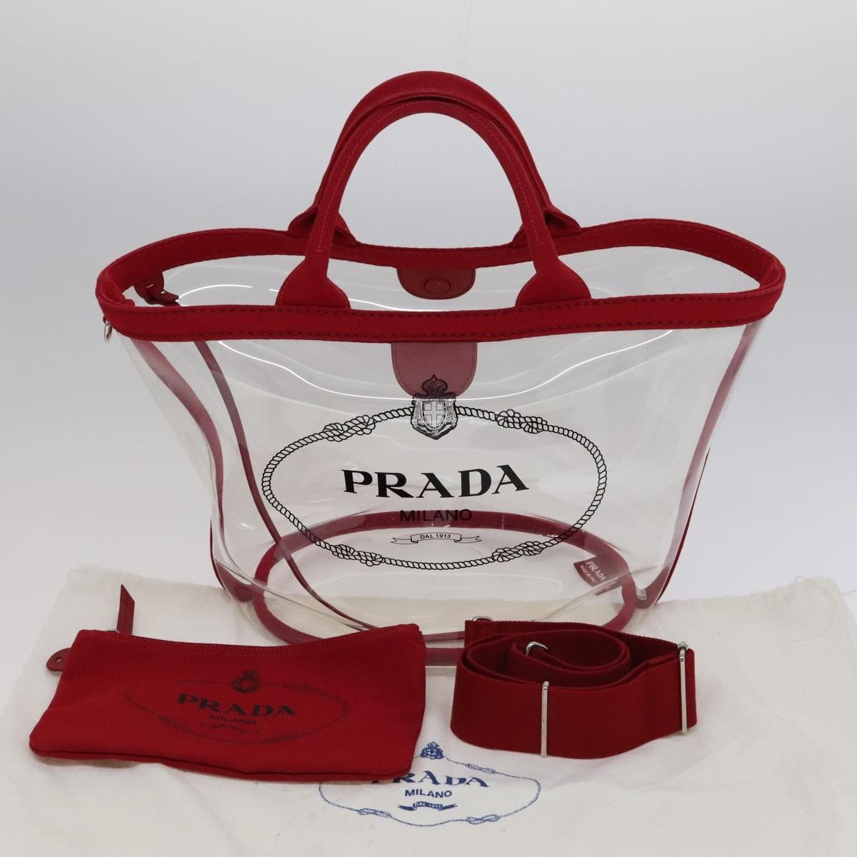 Prada Prada Logo Tote PVC Size ONE SIZE - 14 Thumbnail