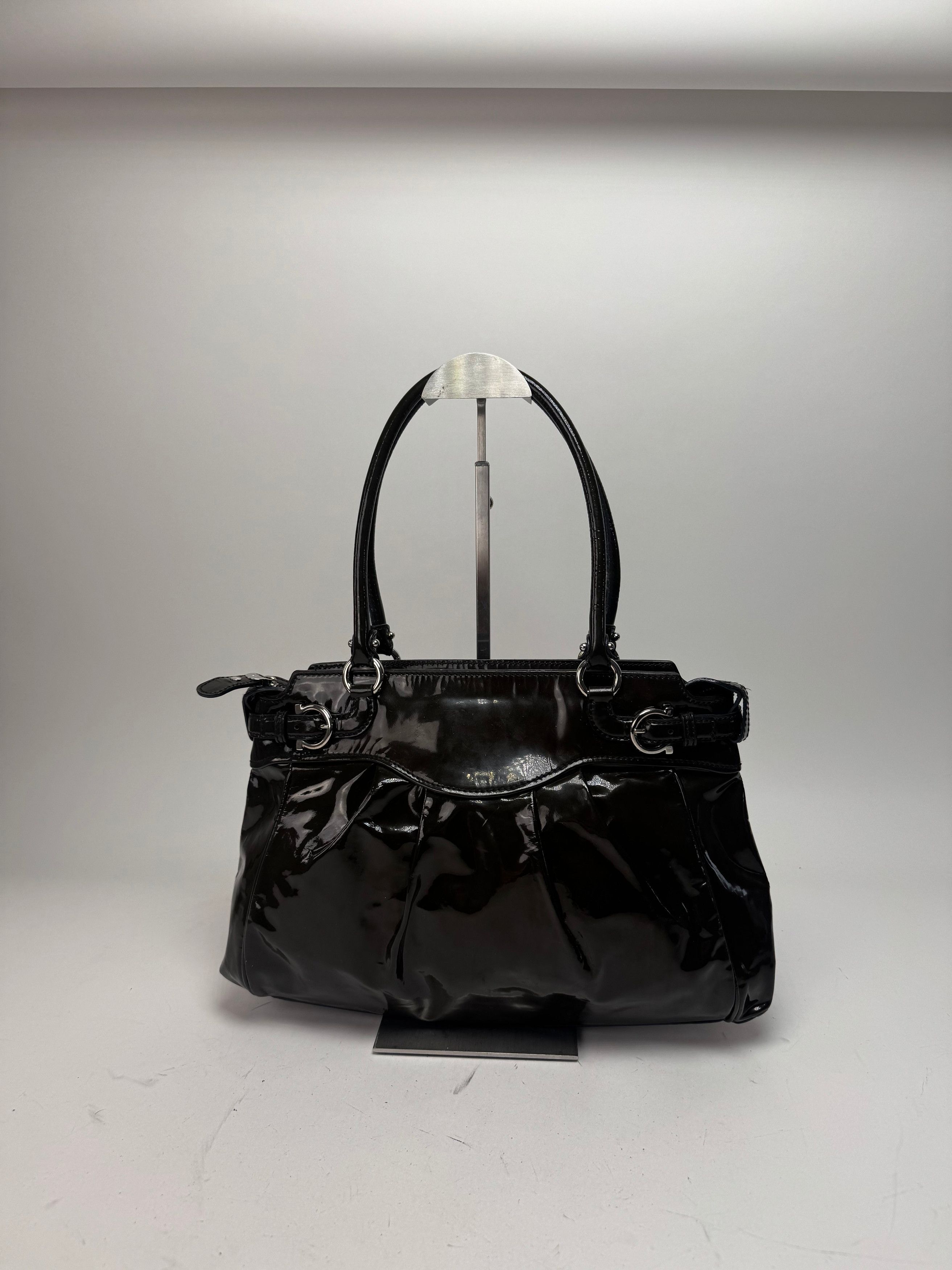 Salvatore Ferragamo Vintage Patent Leather Handbag Brown Size ONE SIZE - 14 Thumbnail