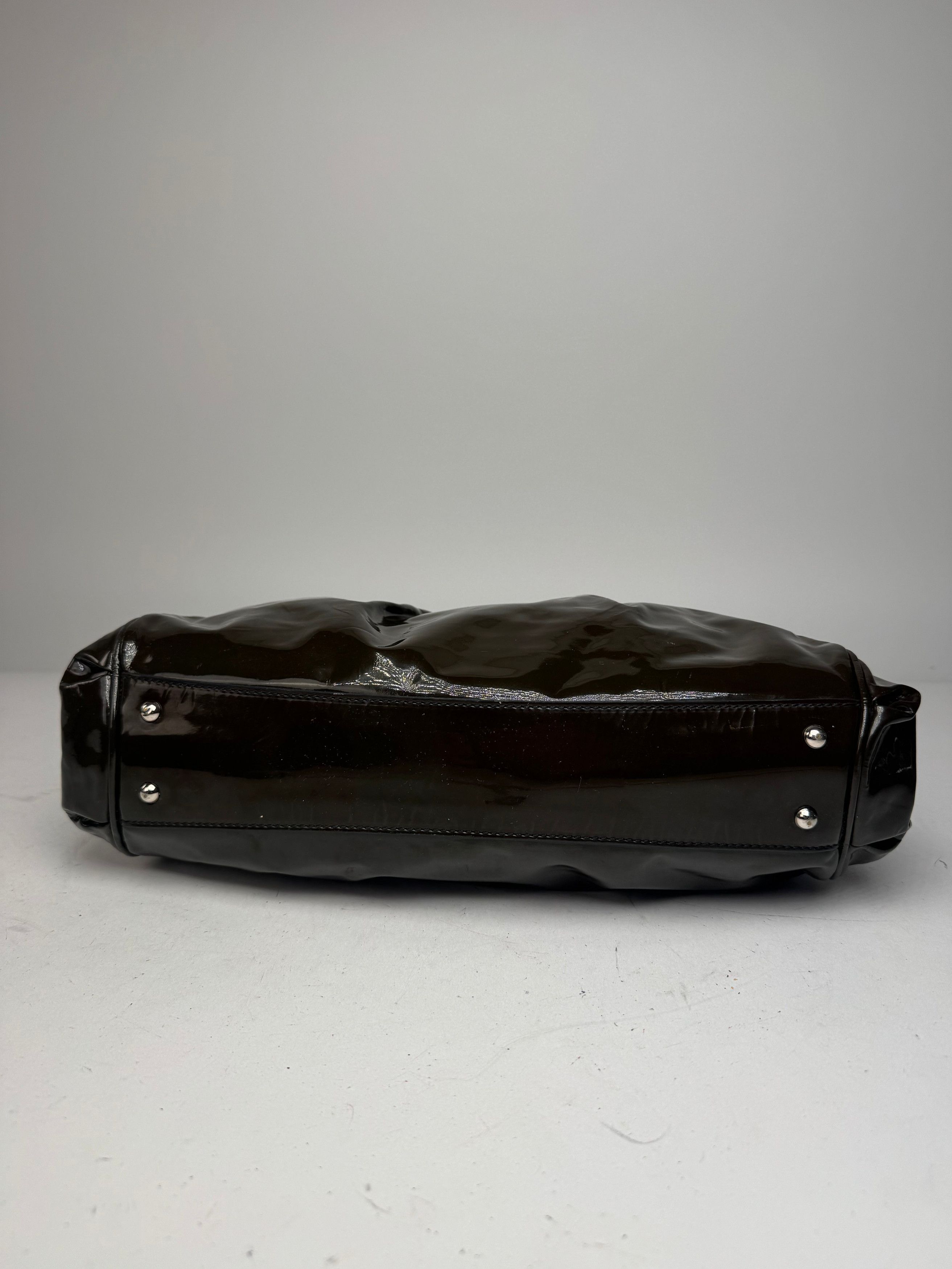 Salvatore Ferragamo Vintage Patent Leather Handbag Brown Size ONE SIZE - 12 Thumbnail