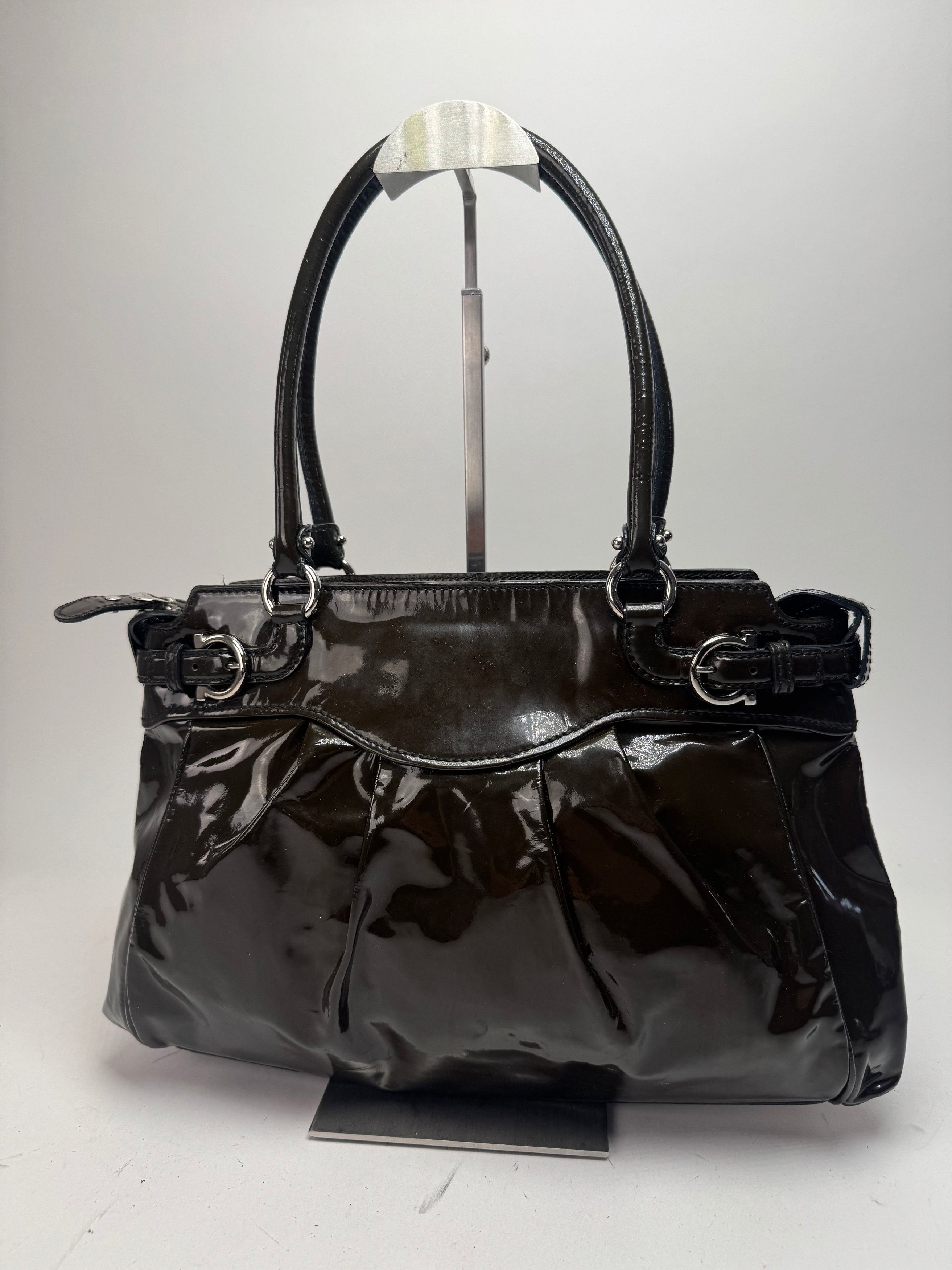 Salvatore Ferragamo Vintage Patent Leather Handbag Brown Size ONE SIZE - 7 Thumbnail