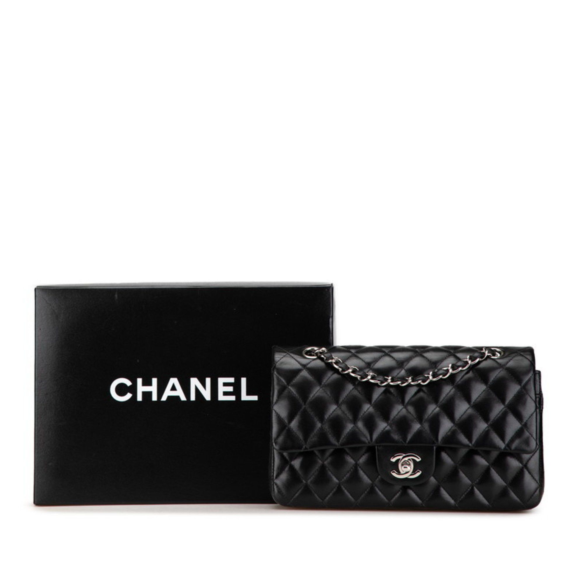Chanel CHANEL Matelasse 25 Double Flap Coco Mark Chain Shoulder Bag in Black Lambskin for Women Size ONE SIZE - 7 Thumbnail
