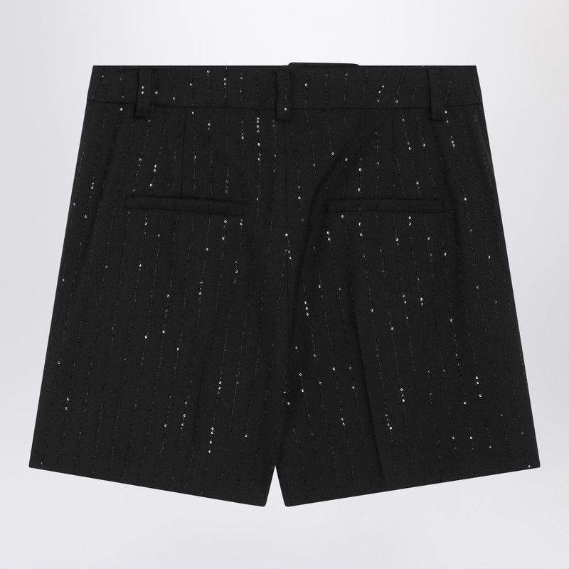 Max Mara Max Mara Pianoforte Black Shorts With Pinstripe-Effect Micro Sequins Size 28" / US 6 / IT 42 - 2 Thumbnail