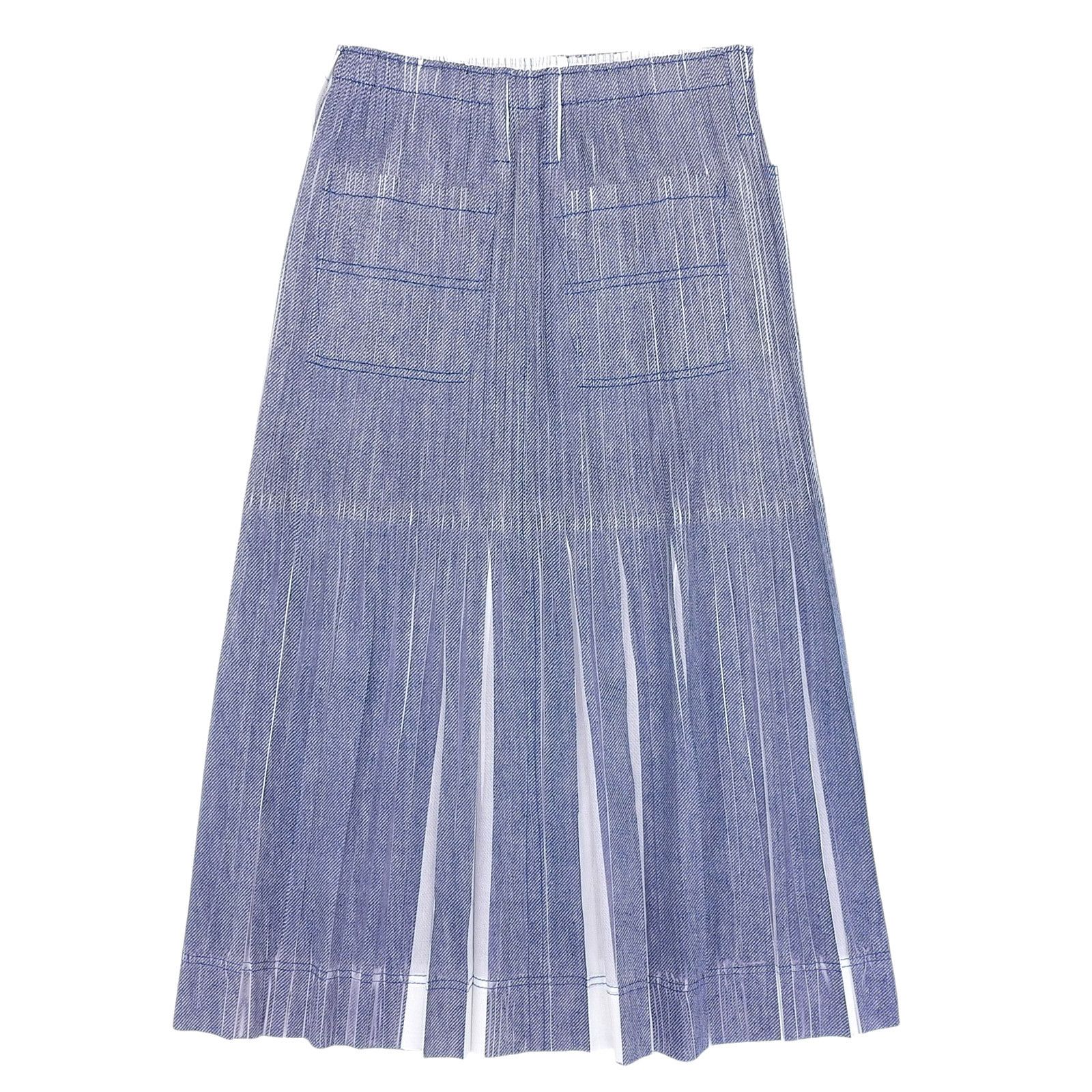 Issey Miyake Issey Miyake PLEATS PLEASE Denim Transfer Pleated Polyester Skirt Others Skirts PP11-JG614 DUTY FREE for USA Size ONE SIZE - 2 Thumbnail
