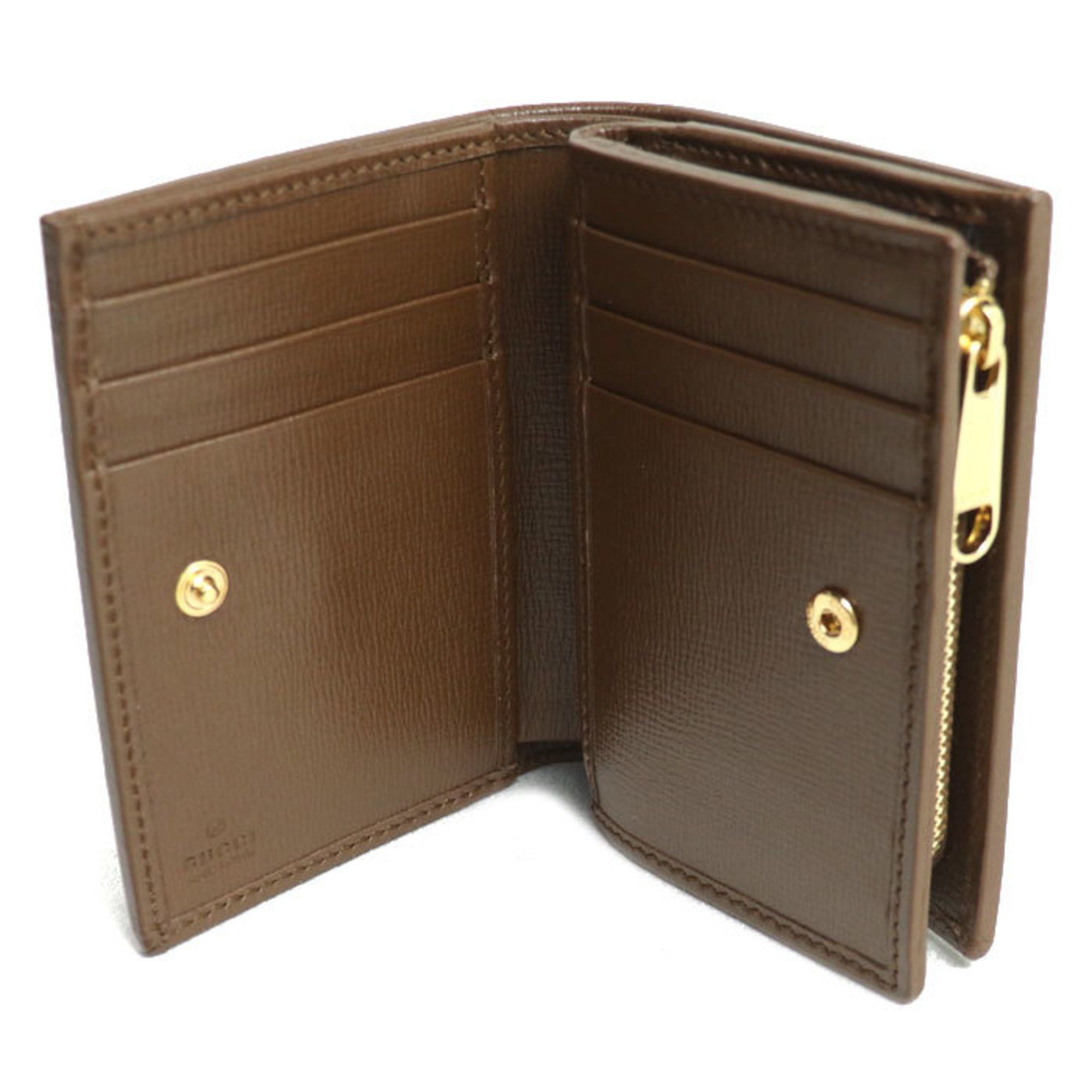 Gucci GUCCI Horsebit 1955 Card Case Wallet Bifold Beige/Ebony ?726846 92TCG 8563 Women's Size ONE SIZE - 3 Thumbnail