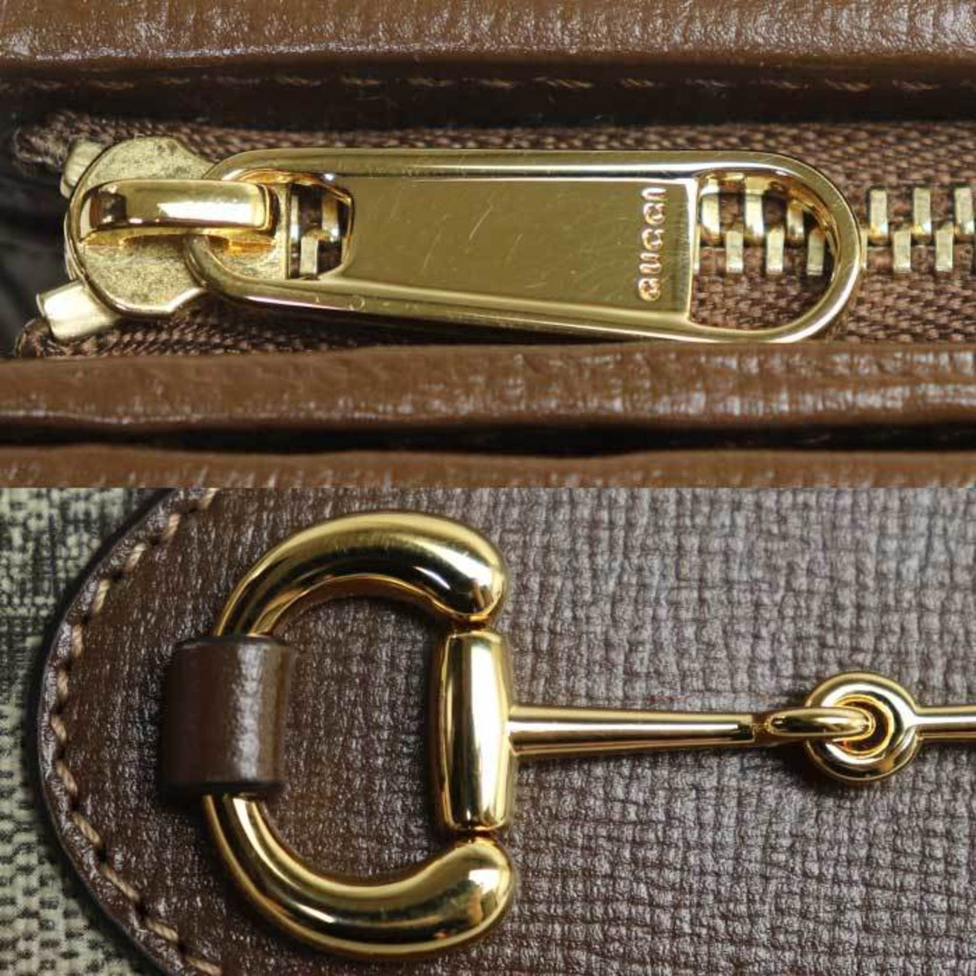 Gucci GUCCI Horsebit 1955 Card Case Wallet Bifold Beige/Ebony ?726846 92TCG 8563 Women's Size ONE SIZE - 7 Thumbnail