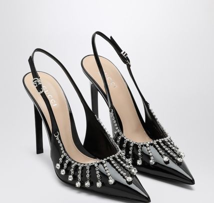 Gucci pump with crystal chain 105mm in black Size US 9.5 / IT 39.5 - 2 Thumbnail
