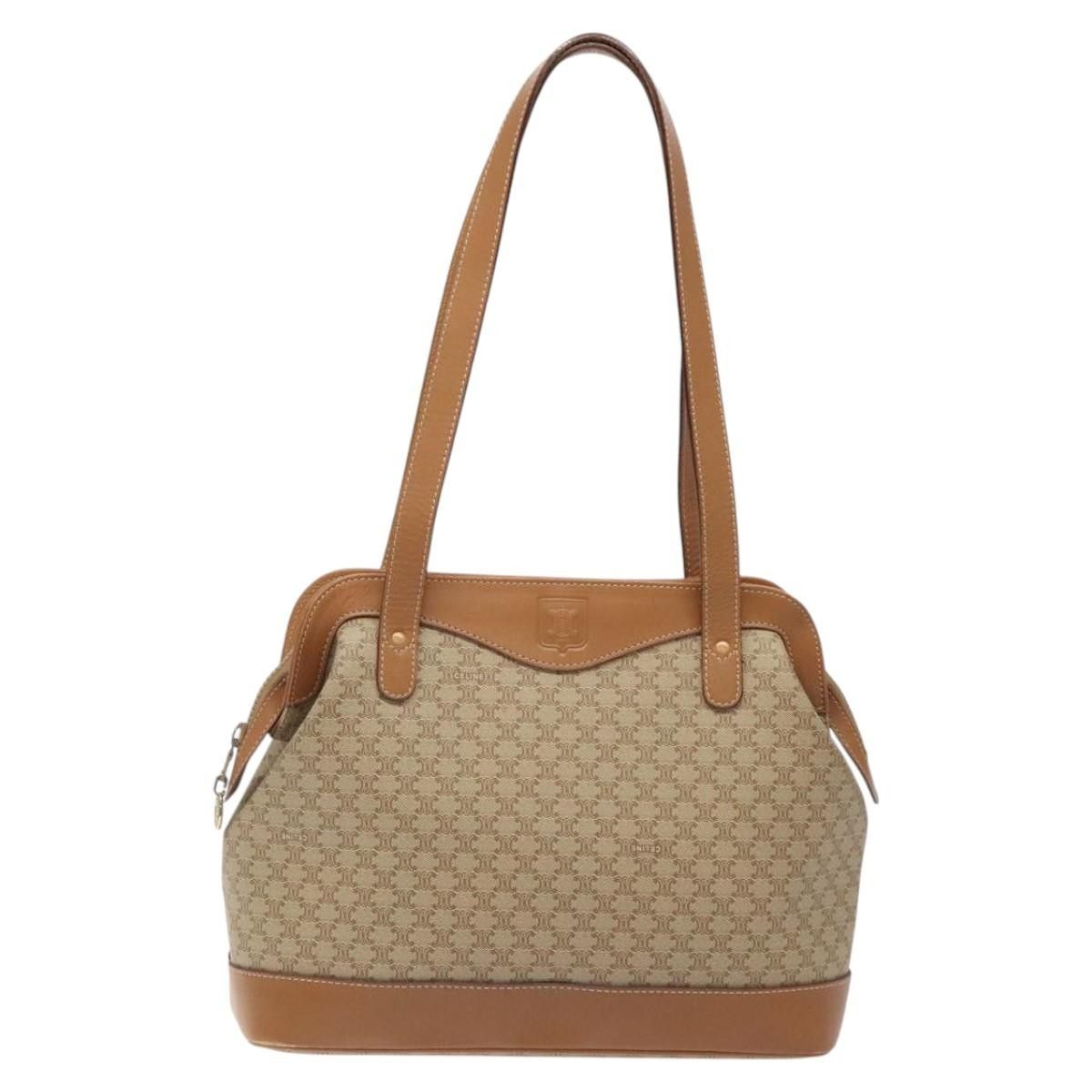 Celine Vintage Macadam Shoulder Bag Canvas and Leather
