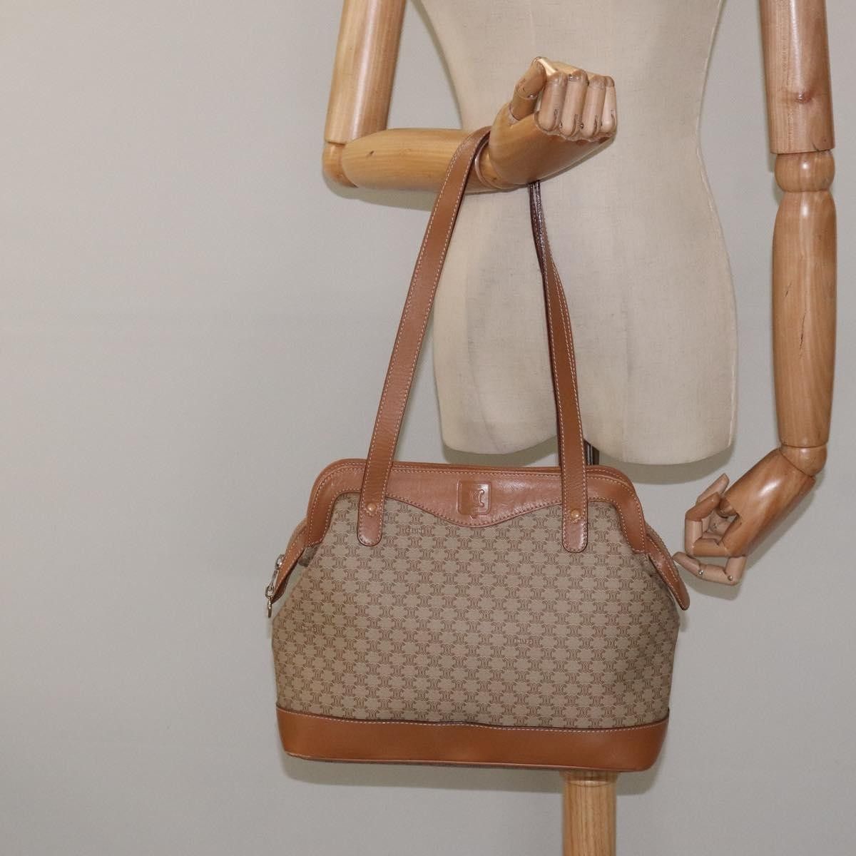 Celine Vintage Macadam Shoulder Bag Canvas and Leather