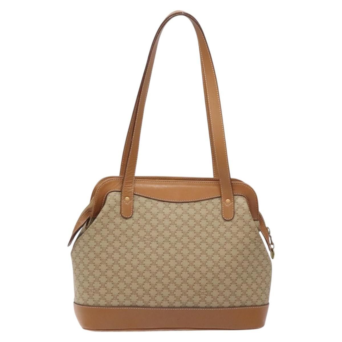 Celine Vintage Macadam Shoulder Bag Canvas and Leather