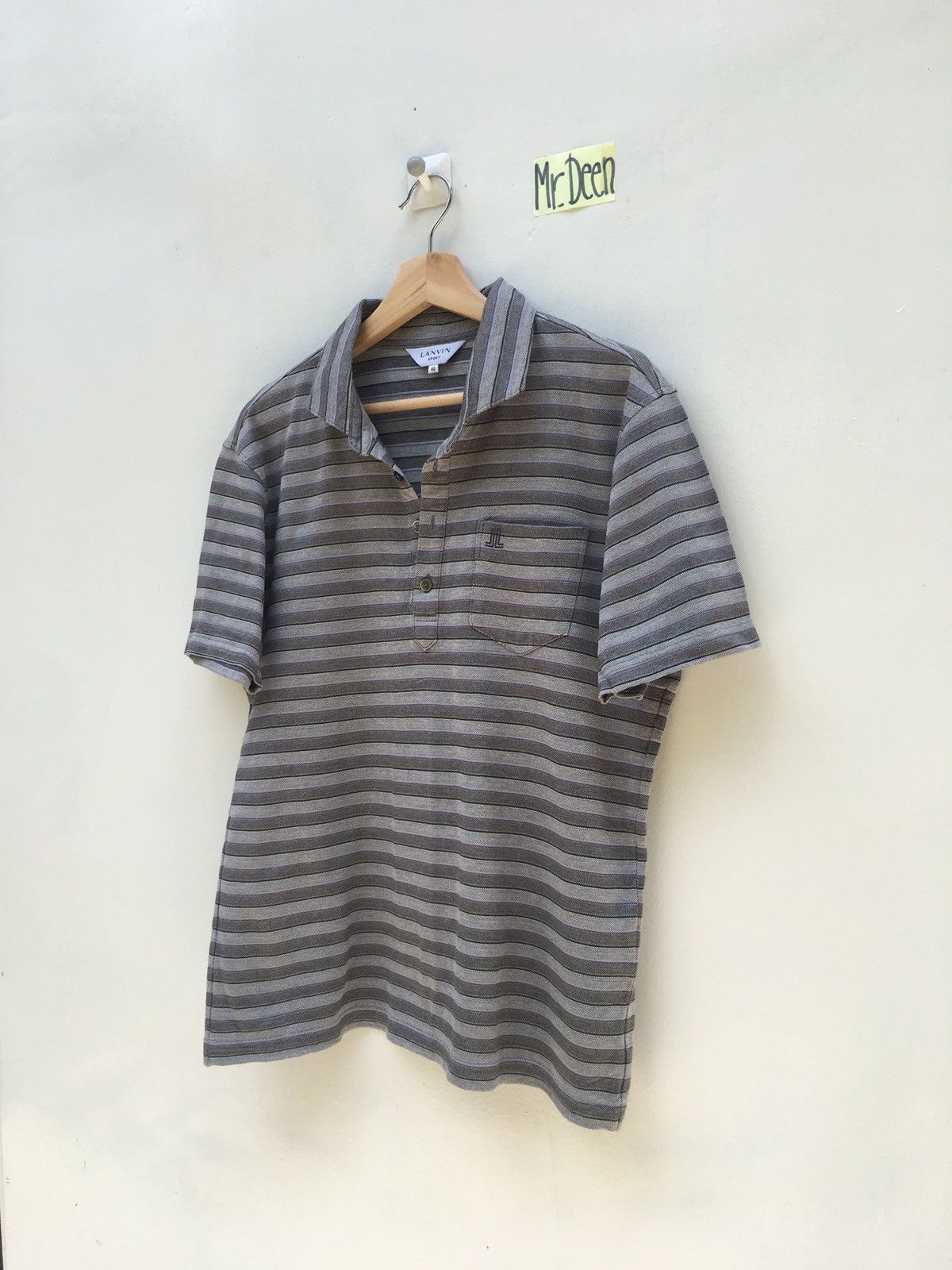 Lanvin LANVIN Grey Stripes Polo Shirt Size US M / EU 48-50 / 2 - 3 Thumbnail