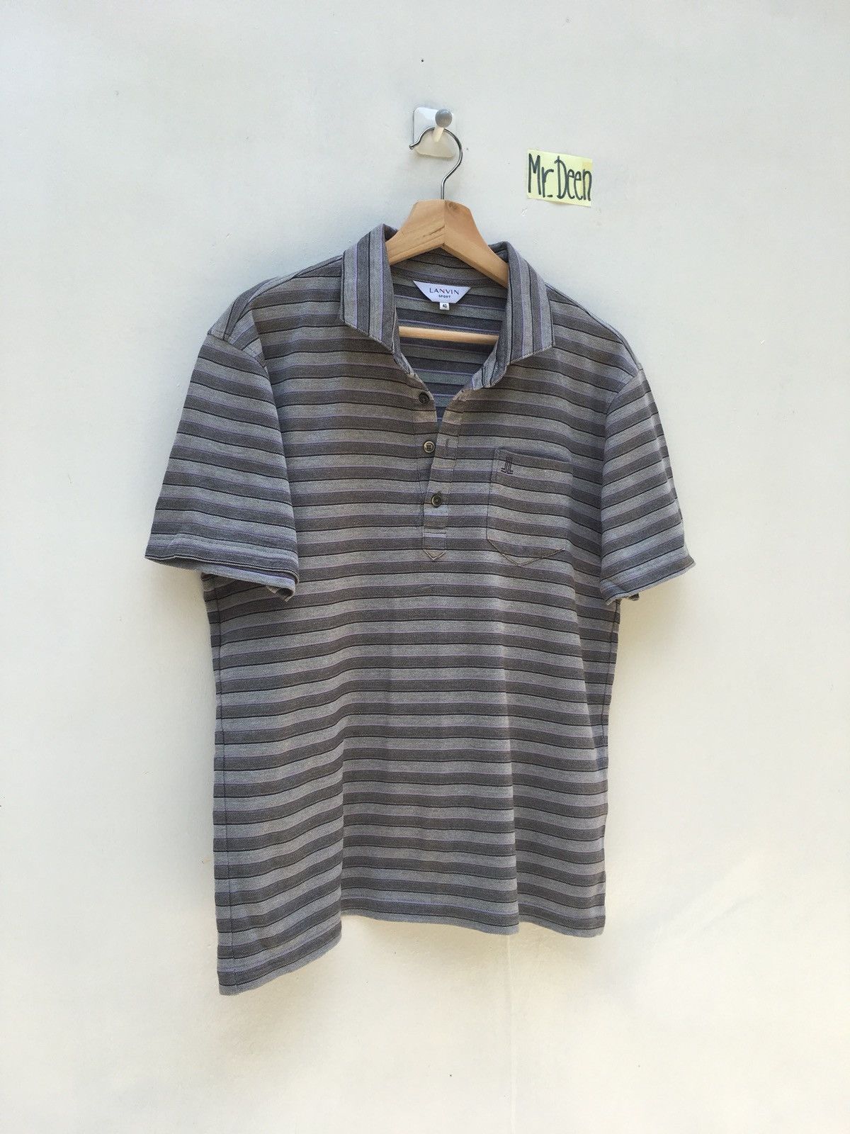 Lanvin LANVIN Grey Stripes Polo Shirt Size US M / EU 48-50 / 2 - 2 Thumbnail