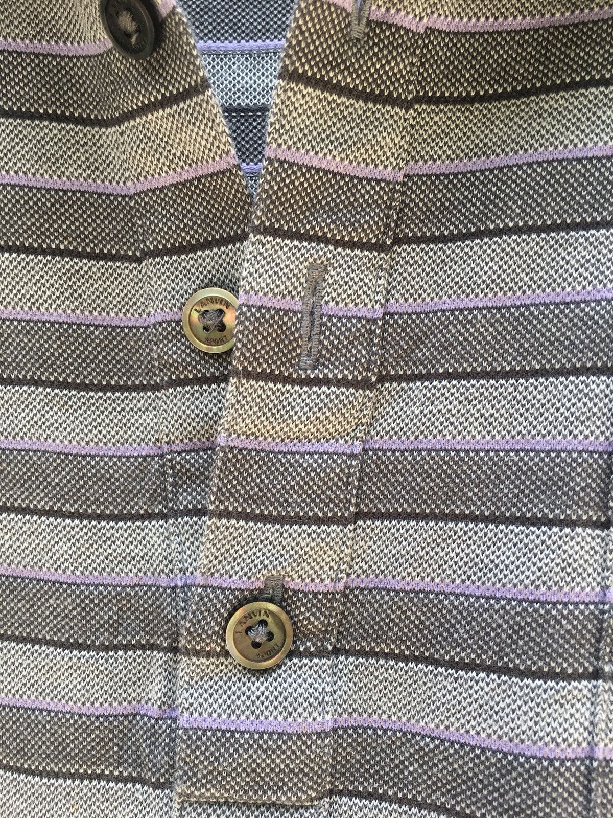 Lanvin LANVIN Grey Stripes Polo Shirt Size US M / EU 48-50 / 2 - 5 Thumbnail