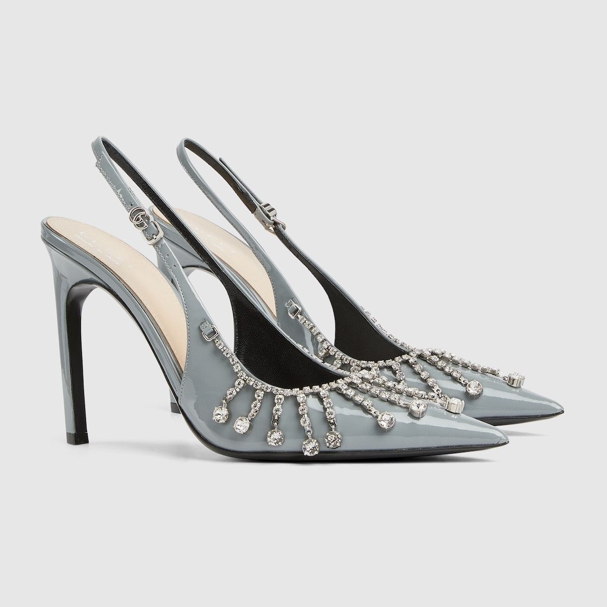 Gucci pump with crystal chain 105mm in light grey Size US 10 / IT 40 - 2 Thumbnail