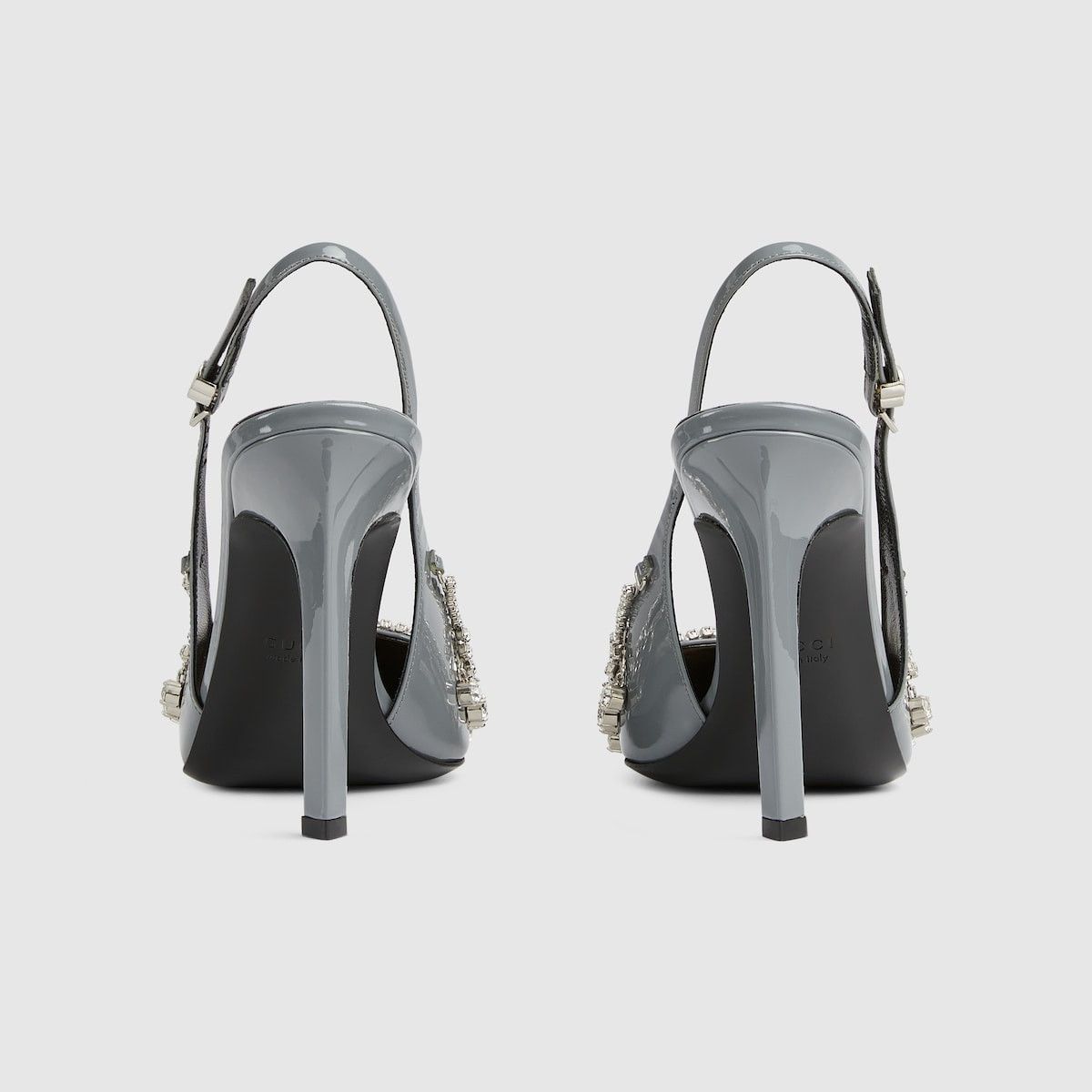 Gucci pump with crystal chain 105mm in light grey Size US 10.5 / IT 40.5 - 4 Thumbnail