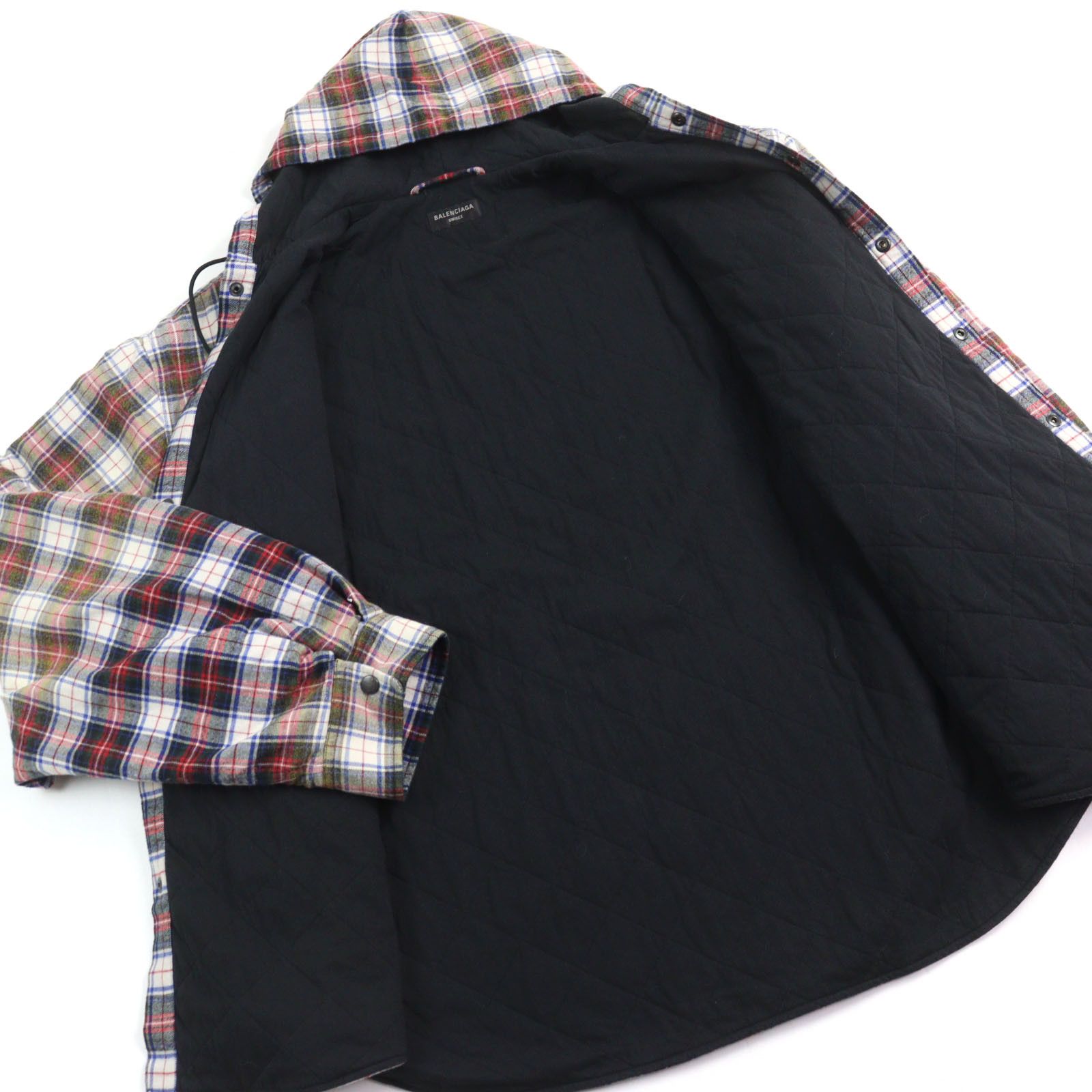 Balenciaga Balenciaga Balenciaga BLEACHED PLAID HOODED SHIRT Cotton Shirt Cotton Outerwear 699223 DUTY FREE for USA Size ONE SIZE - 3 Thumbnail