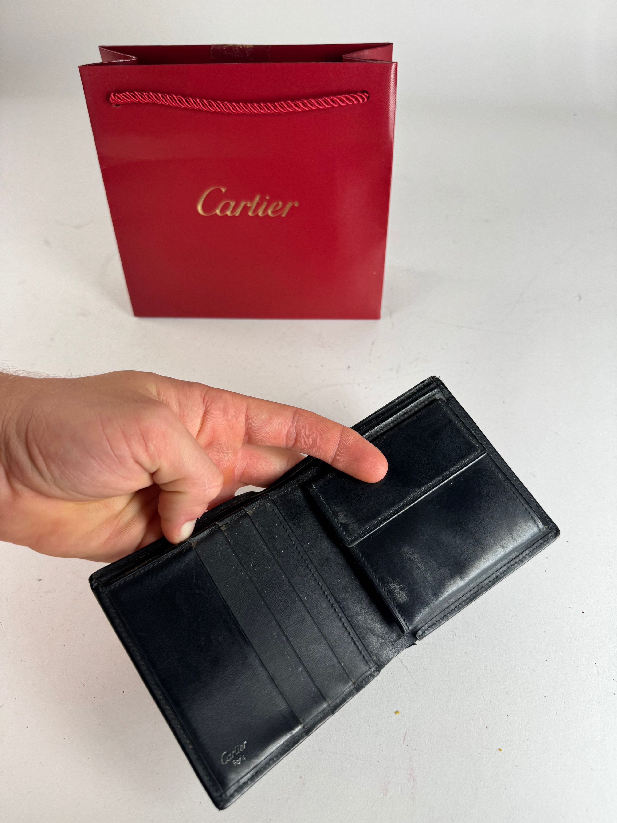 Cartier Vintage Flapable Leather Wallet Black Size ONE SIZE - 3 Thumbnail