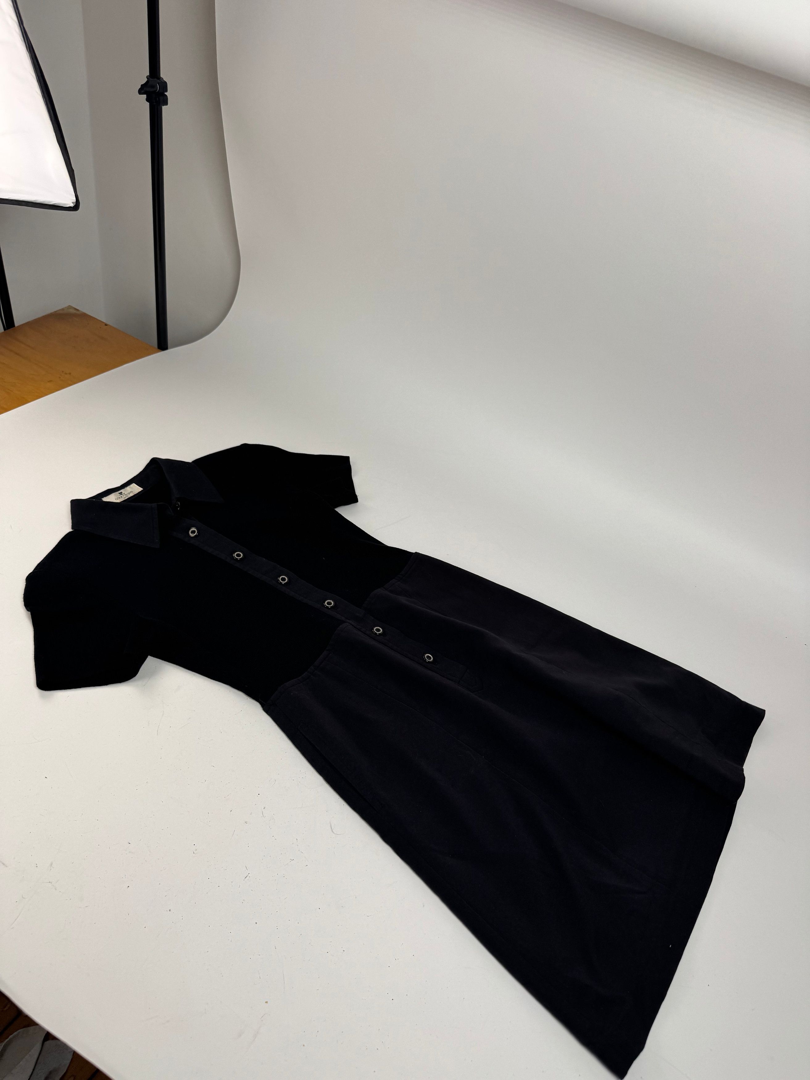 Courreges Vintage Cotton Leather Dress 36/S Black Size S / US 4 / IT 40 - 4 Thumbnail